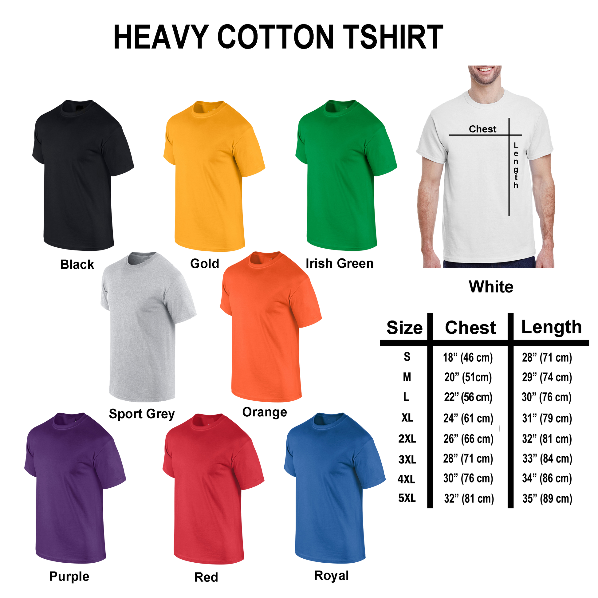 Gildan Heavy cotton t-shirt size chart from Respect My Tshirt 