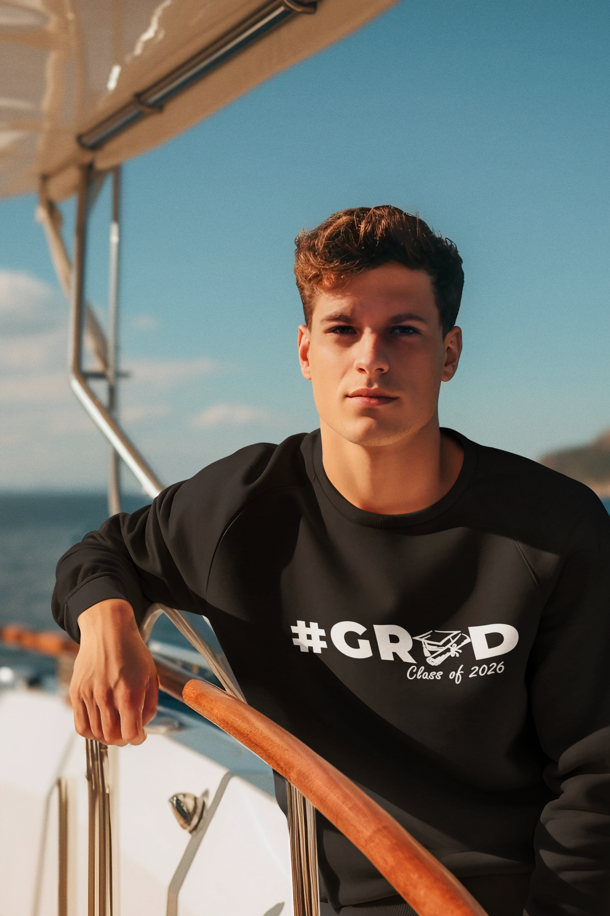 #GRAD: Class of 2026 Graduation Sweatshirt, White Design image 0