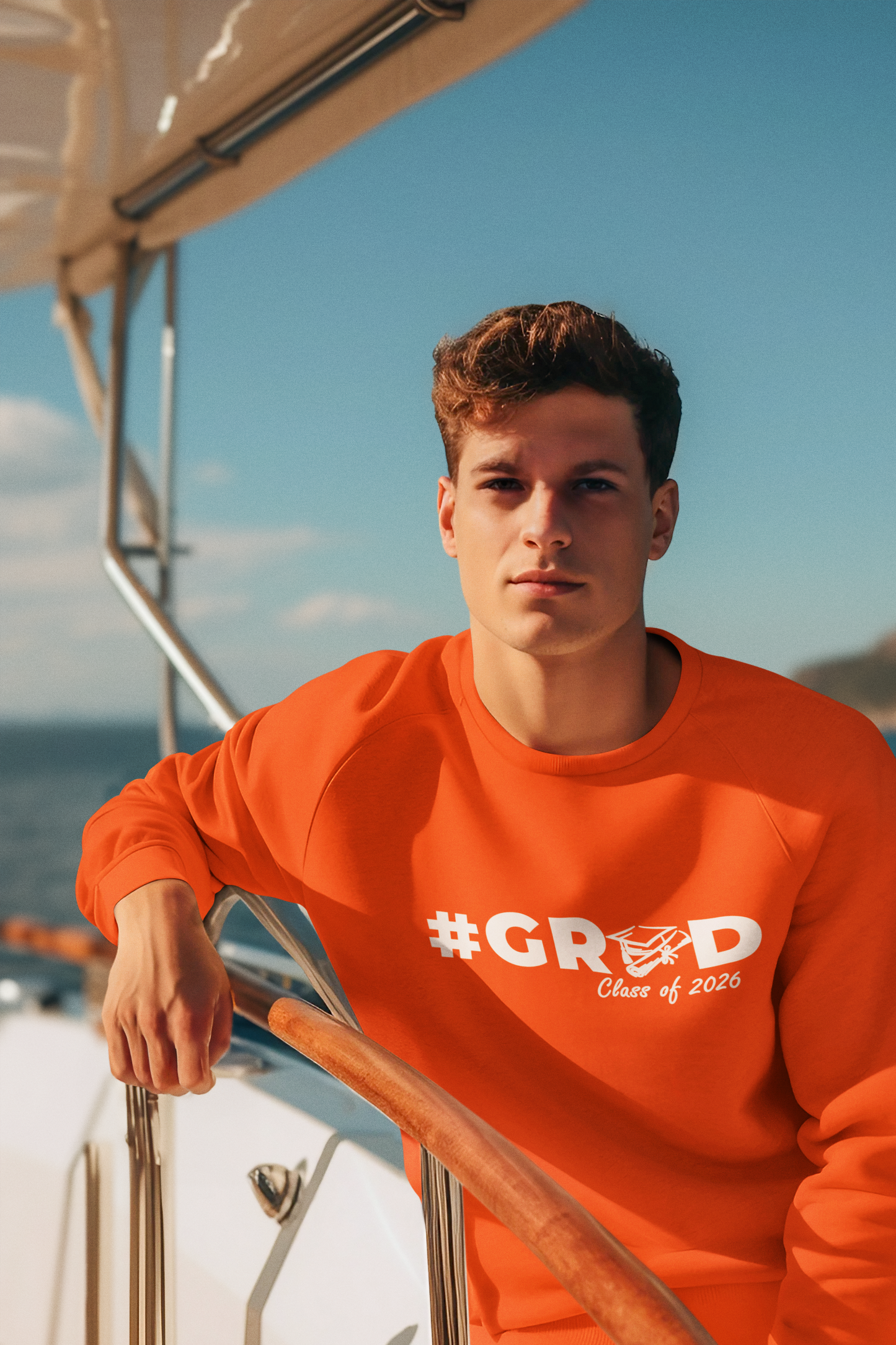 #GRAD: Class of 2026 Graduation Sweatshirt, White Design image 1