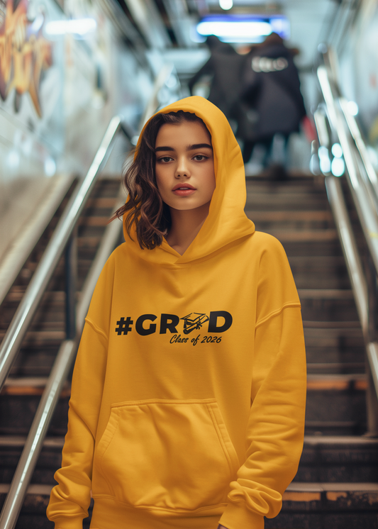 #GRAD Class of 2026 Graduation Hoodie – Black Design
