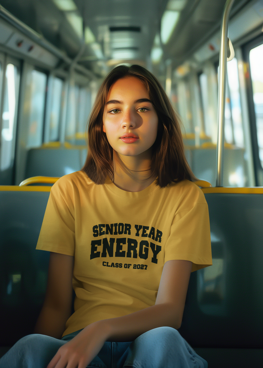 Senior Year Energy Class of 2027 T-Shirt – Black Graphic