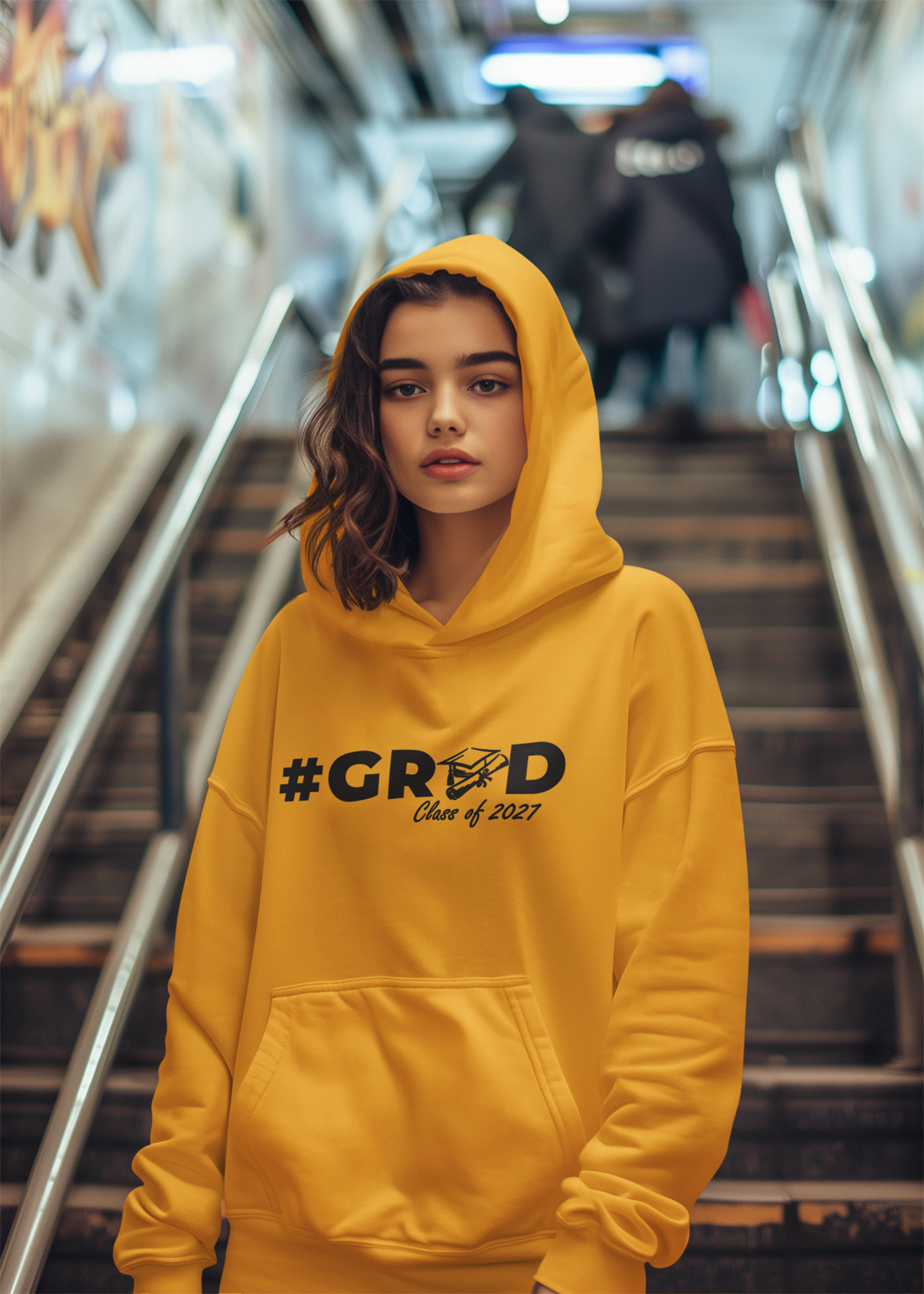 #GRAD Class of 2027 Graduation Hoodie – Black Graphic