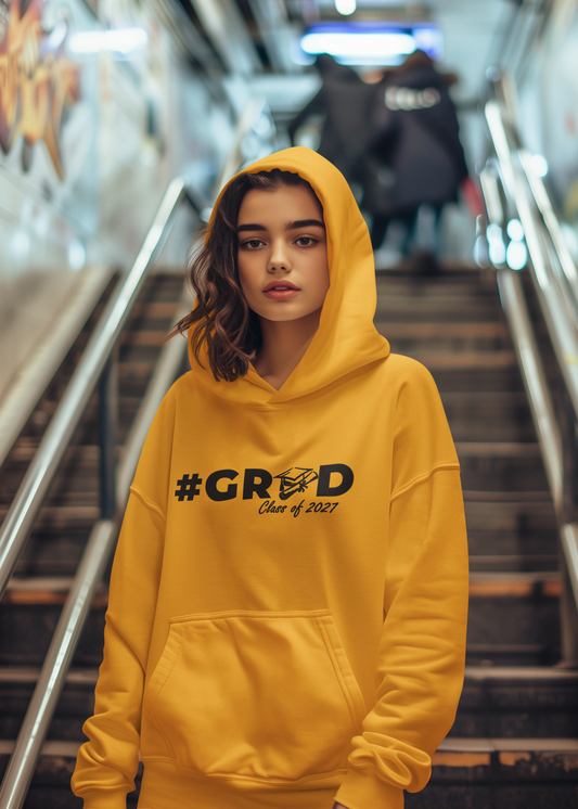 #GRAD Class of 2027 Graduation Hoodie – Black Graphic