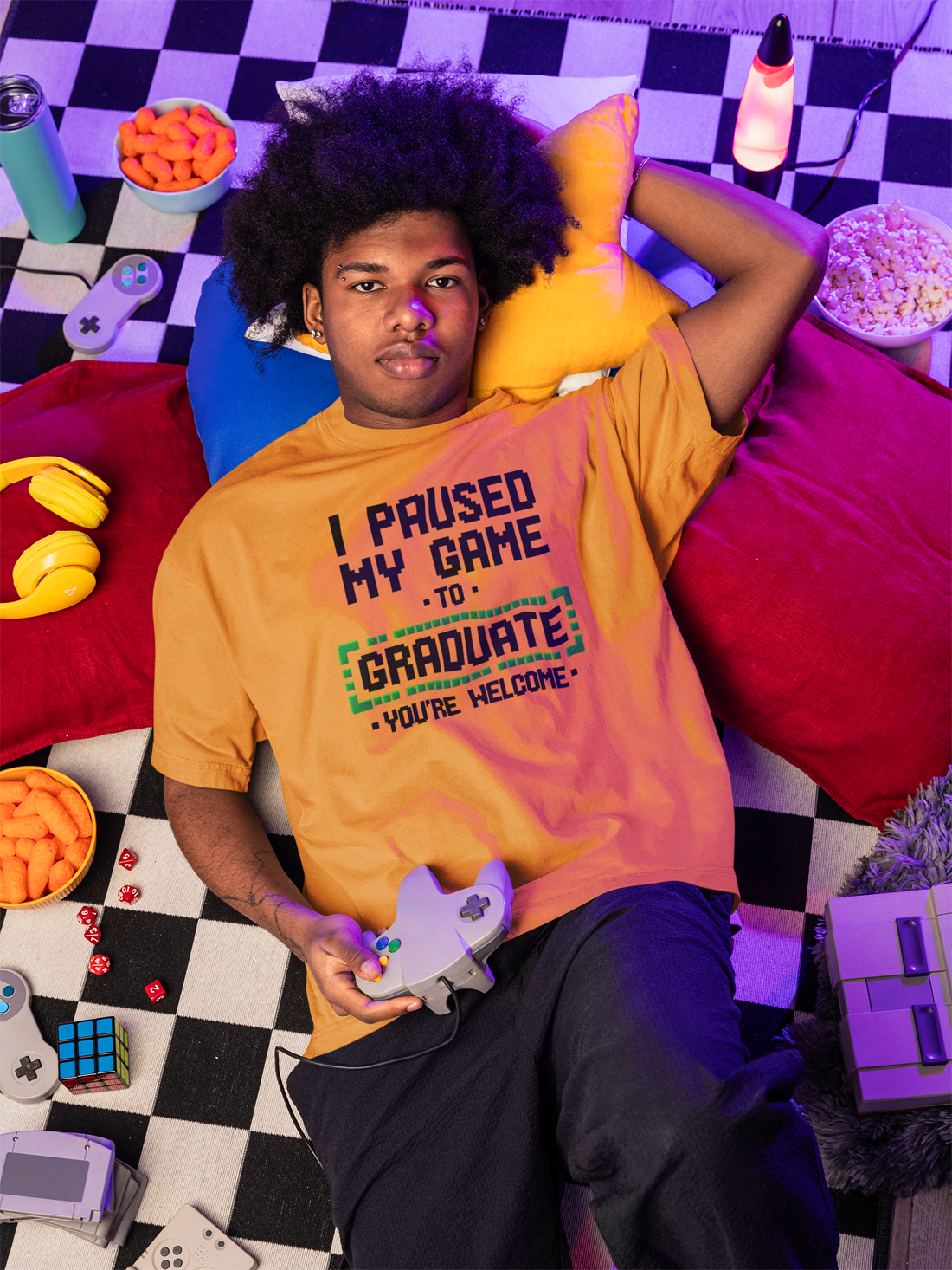 I Paused My Game to Graduate T-Shirt – You're Welcome - Black Graphic