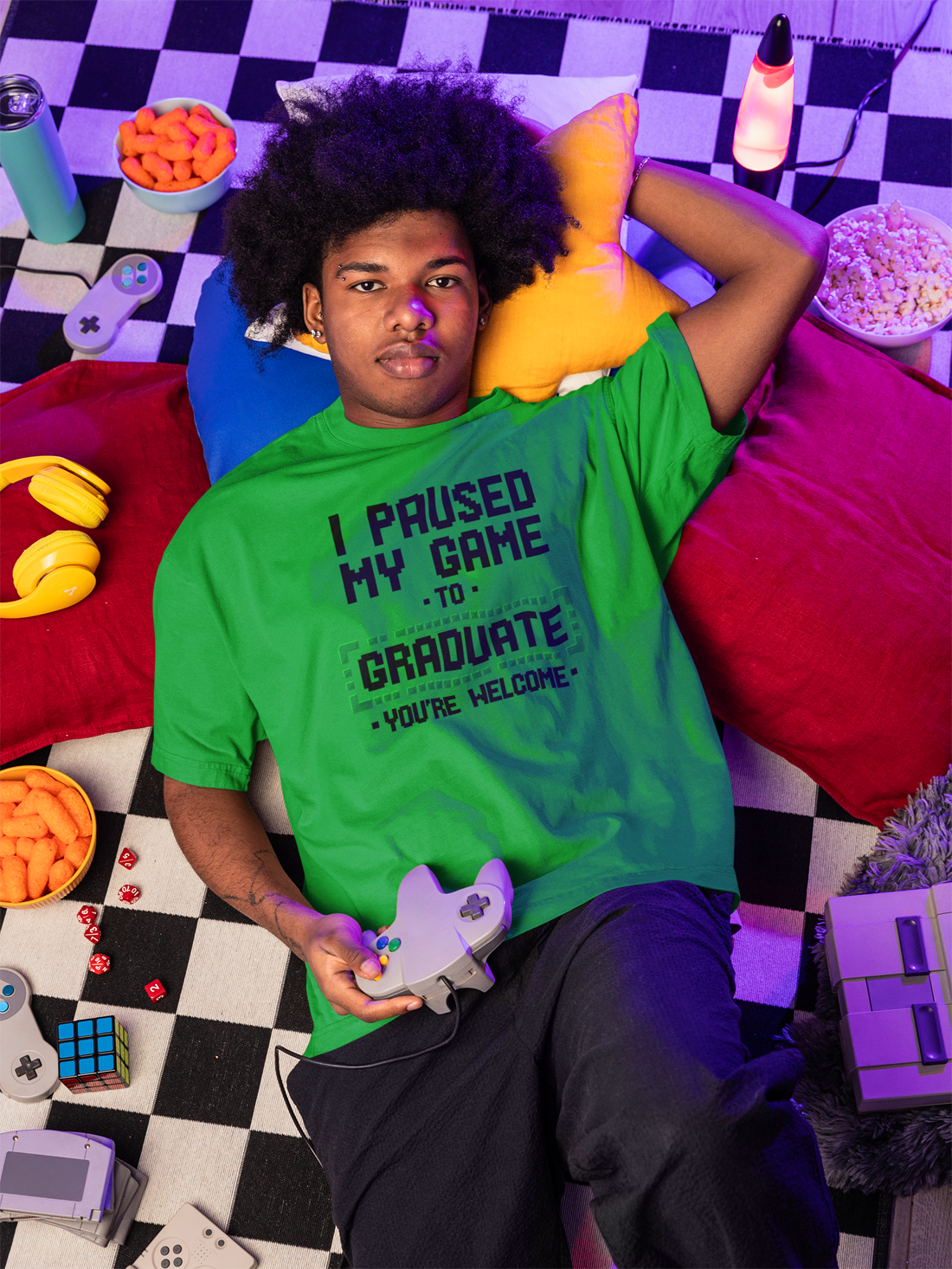 I Paused My Game to Graduate T-Shirt – You're Welcome - Black Graphic