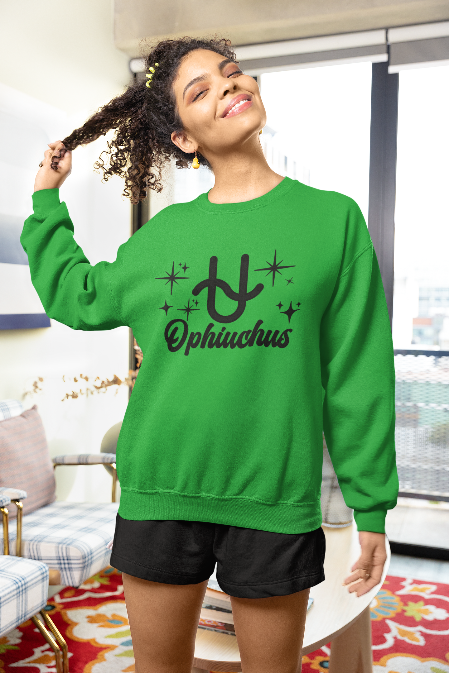 Ophiuchus Zodiac Sweatshirt – Black Print | Serpent Bearer Collection