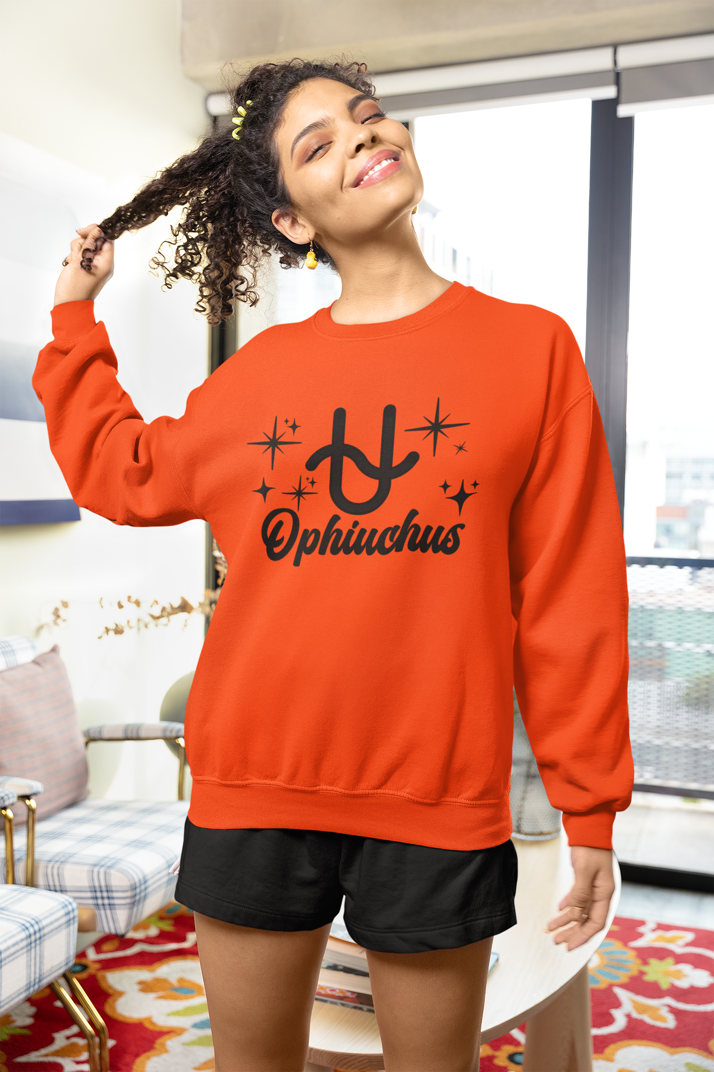 Ophiuchus Zodiac Sweatshirt – Black Print | Serpent Bearer Collection