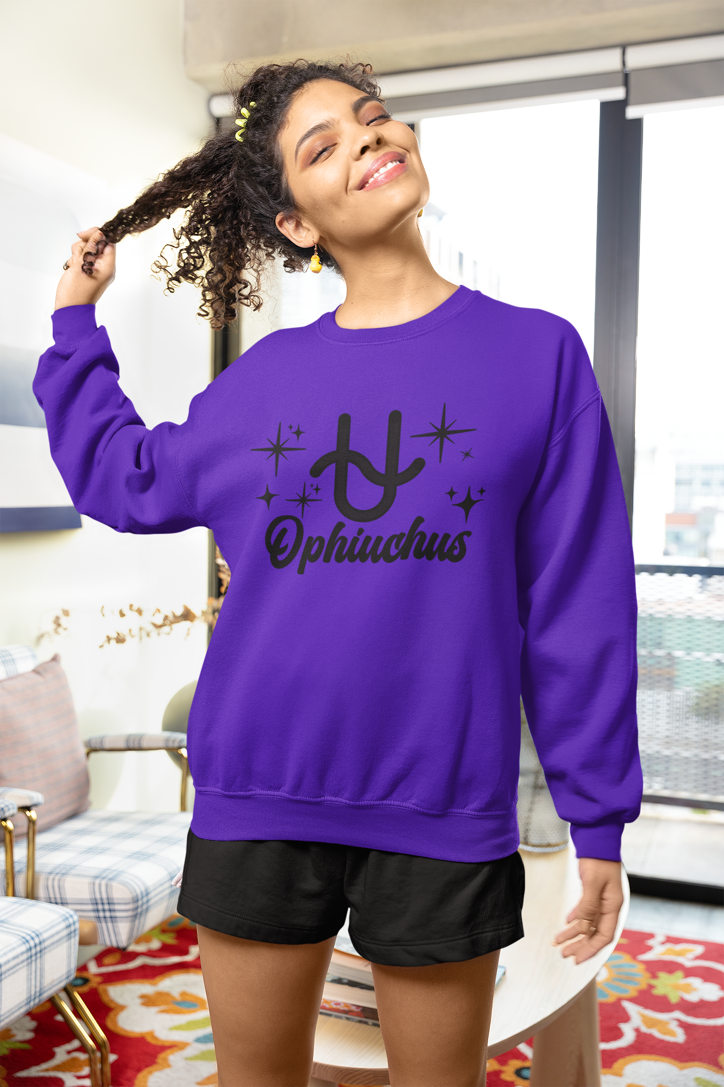 Ophiuchus Zodiac Sweatshirt – Black Print | Serpent Bearer Collection