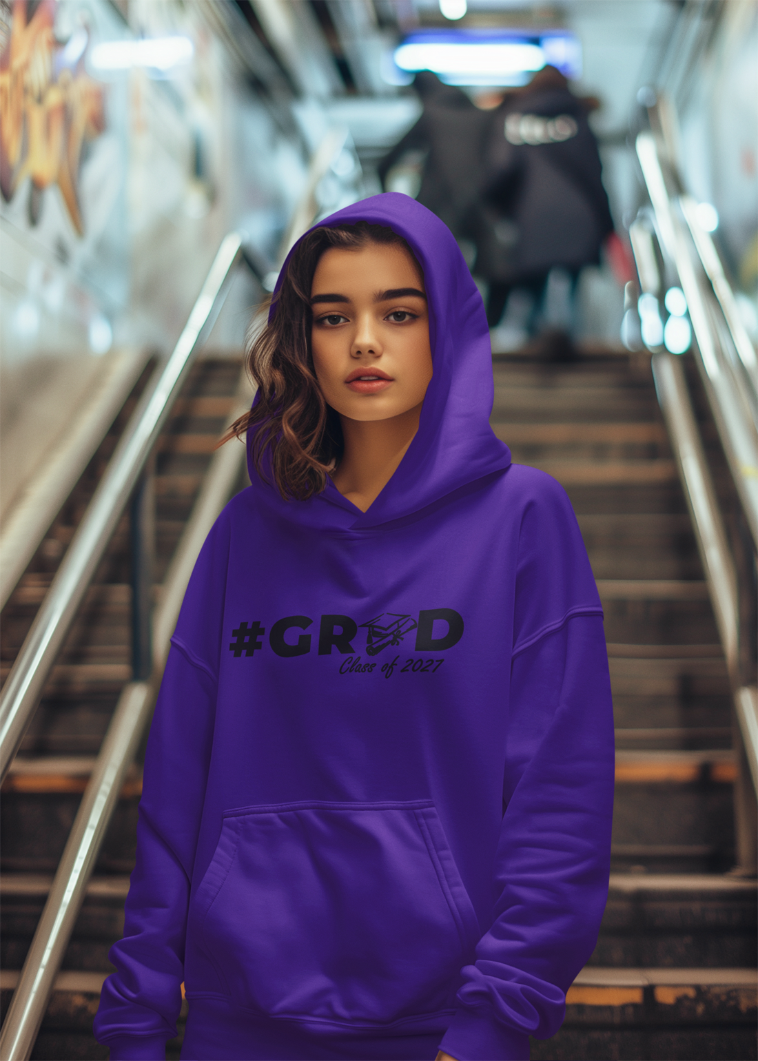 #GRAD Class of 2027 Graduation Hoodie – Black Graphic