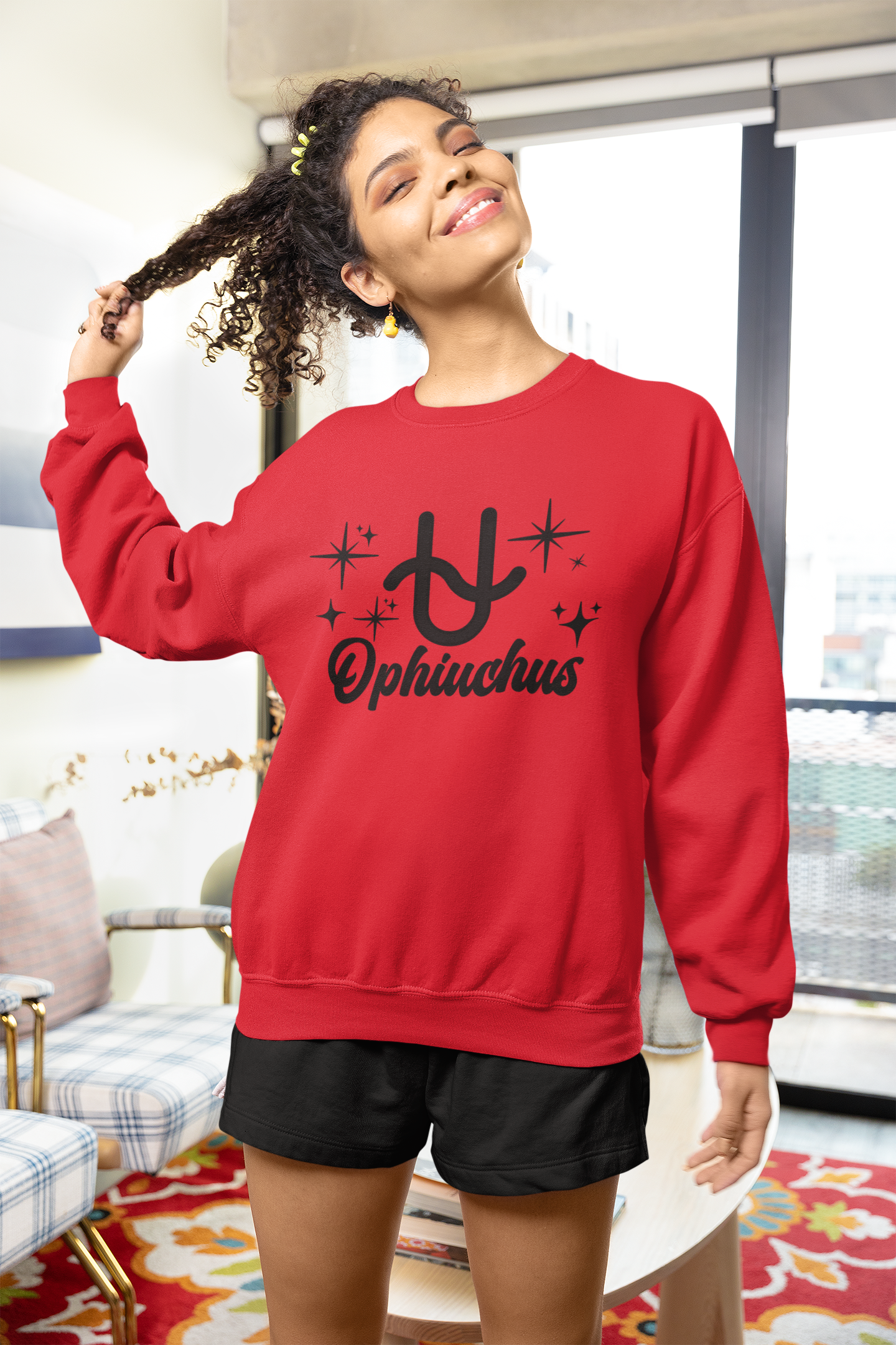 Ophiuchus Zodiac Sweatshirt – Black Print | Serpent Bearer Collection