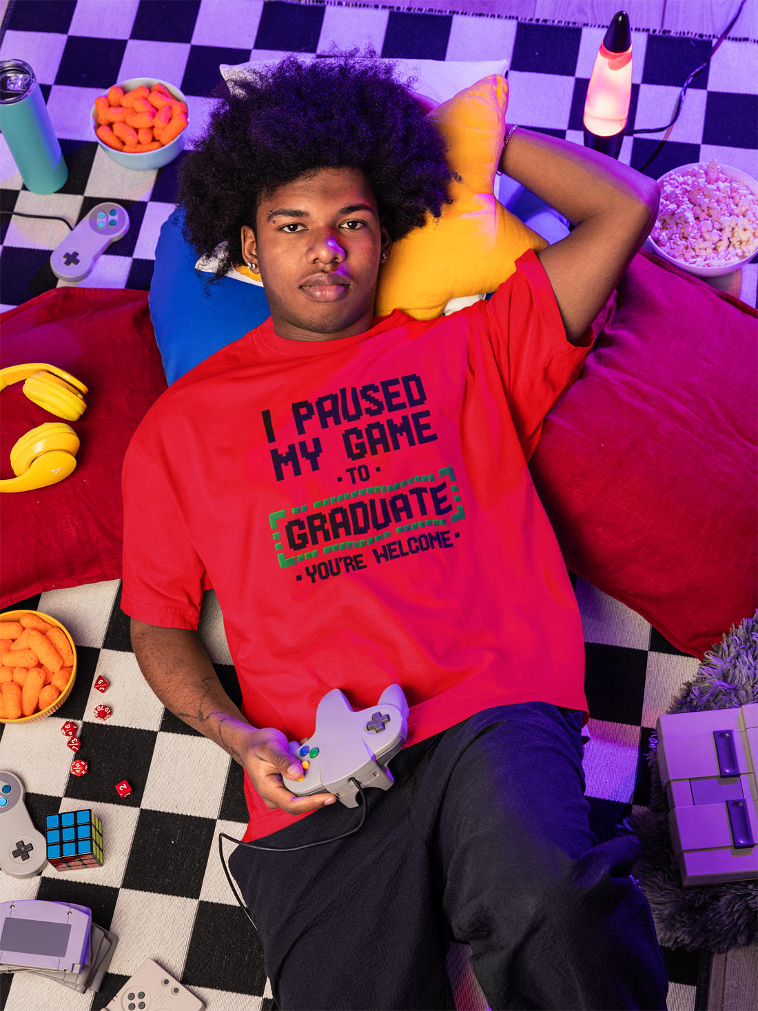 I Paused My Game to Graduate T-Shirt – You're Welcome - Black Graphic