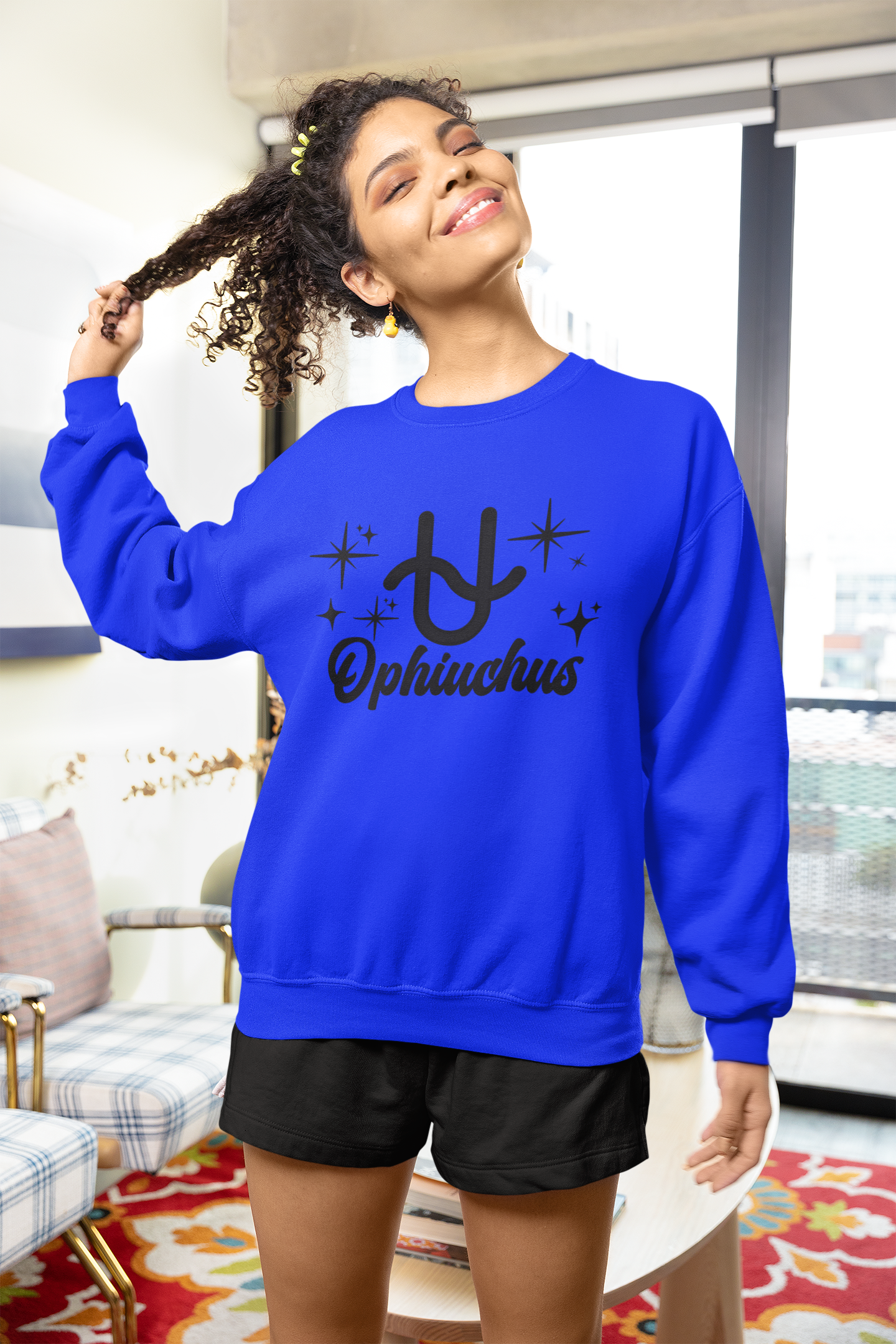 Ophiuchus Zodiac Sweatshirt – Black Print | Serpent Bearer Collection