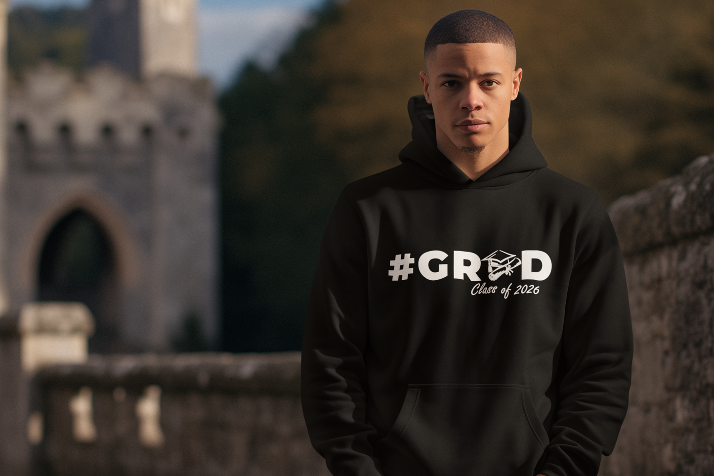 #GRAD Class of 2026 Graduation Hoodie – White Design