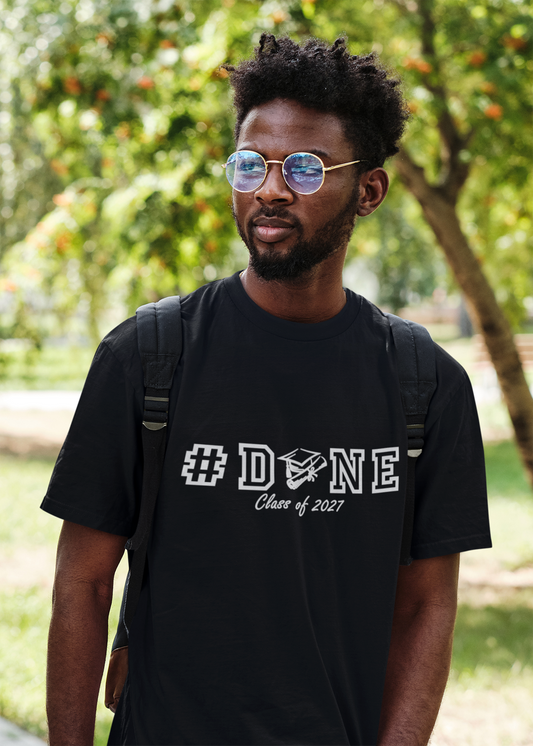 #DONE Class of 2027 Graduation T-Shirt – White Graphic