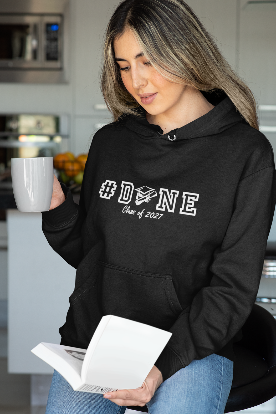#DONE Class of 2027 Graduation Hoodie – White Graphic