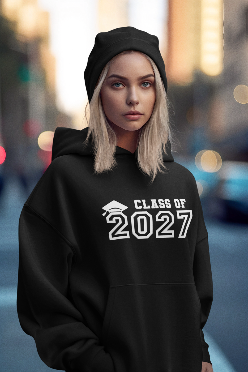 Class of 2027 Graduation Hoodie – White Graphic