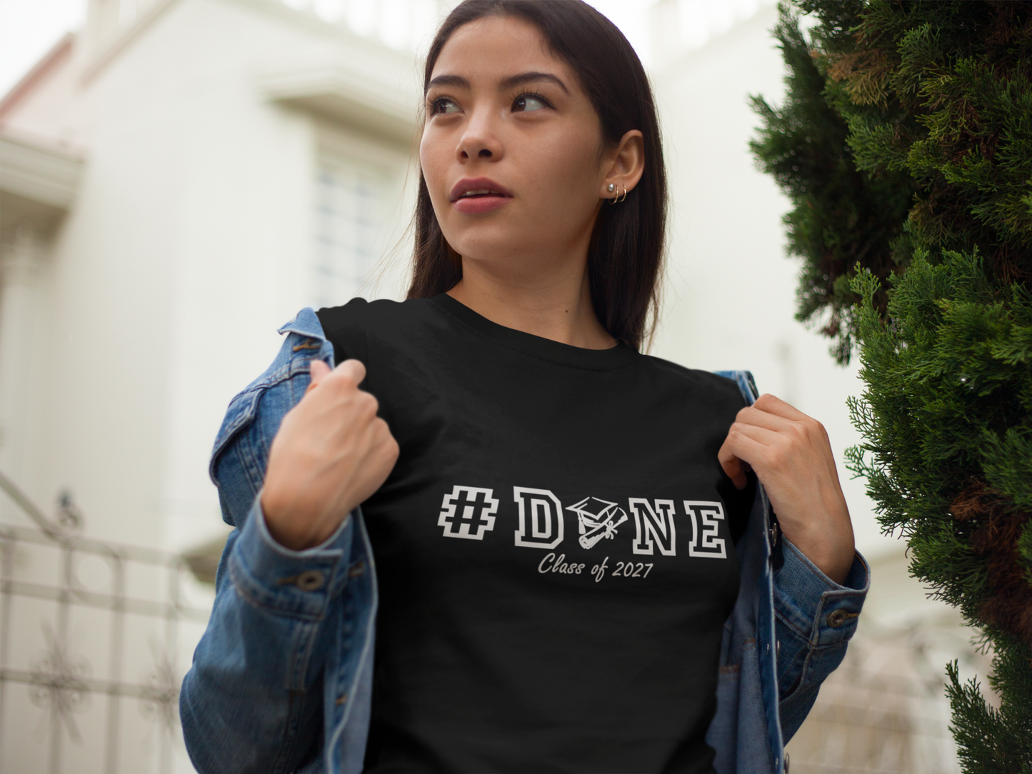 #DONE Class of 2027 Graduation T-Shirt – White Graphic