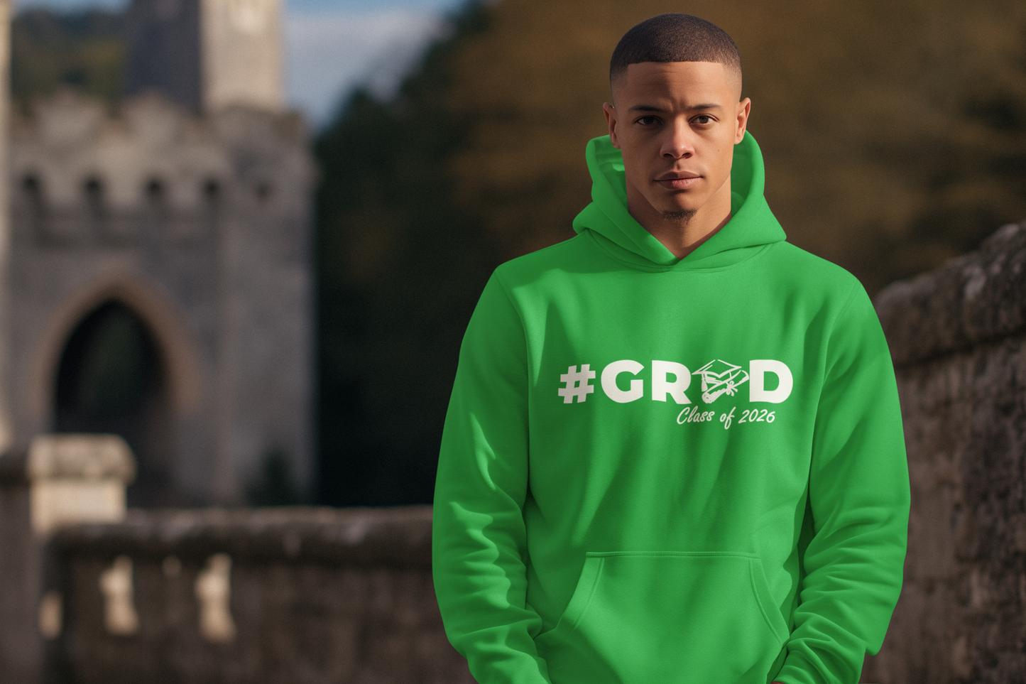 #GRAD Class of 2026 Graduation Hoodie – White Design