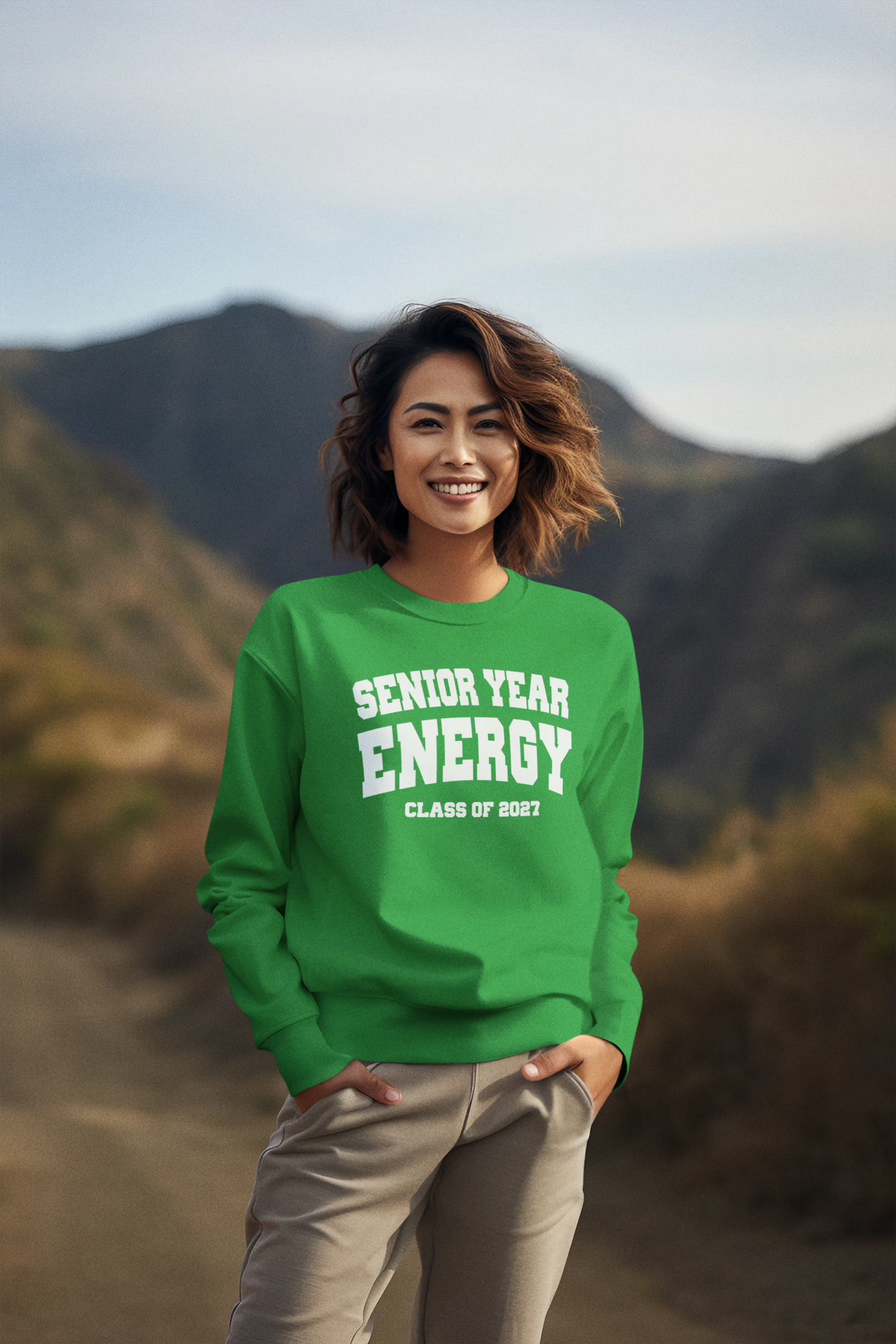 Senior Year Energy Class of 2027 Sweatshirt – White Graphic