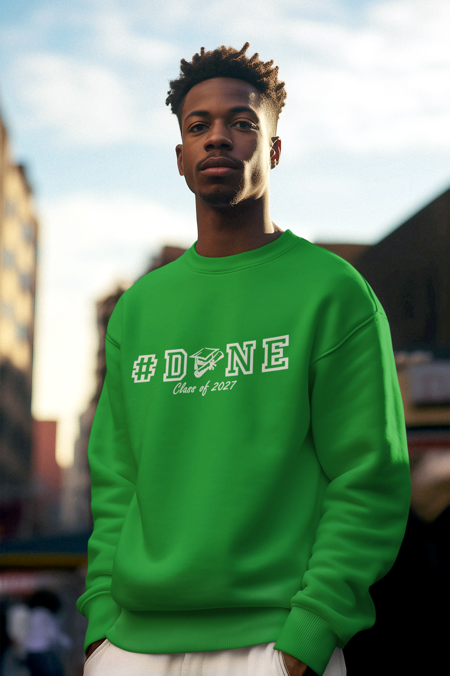 #DONE Class of 2027 Graduation Sweatshirt– White Graphic