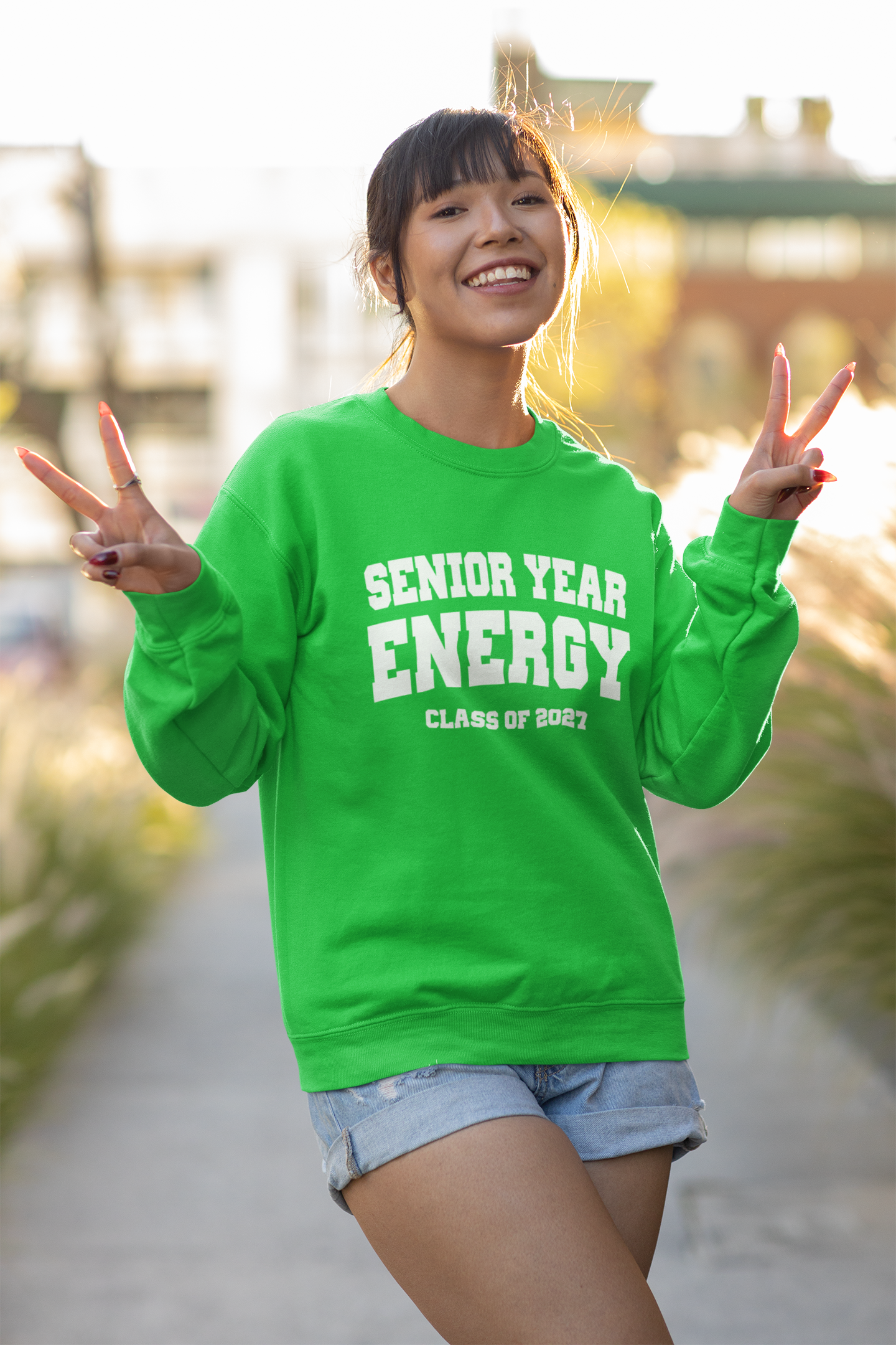 Senior Year Energy Class of 2027 Sweatshirt – White Graphic