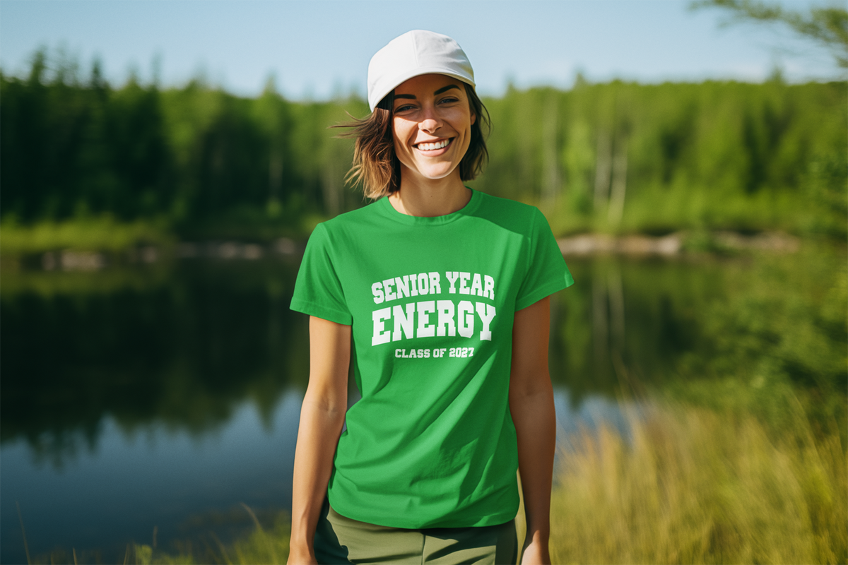 Senior Year Energy Class of 2027 T-Shirt – White Graphic