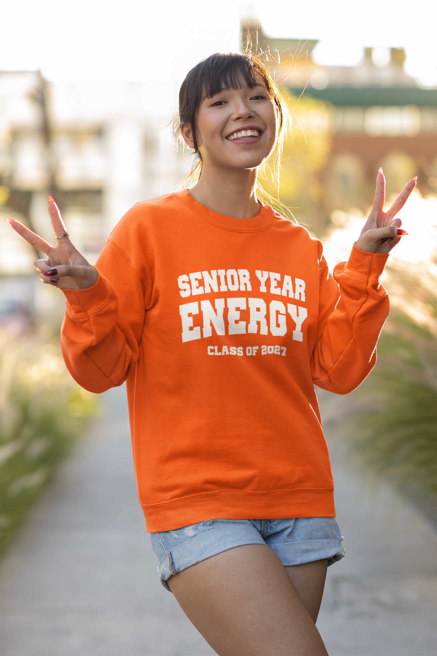Senior Year Energy Class of 2027 Sweatshirt – White Graphic