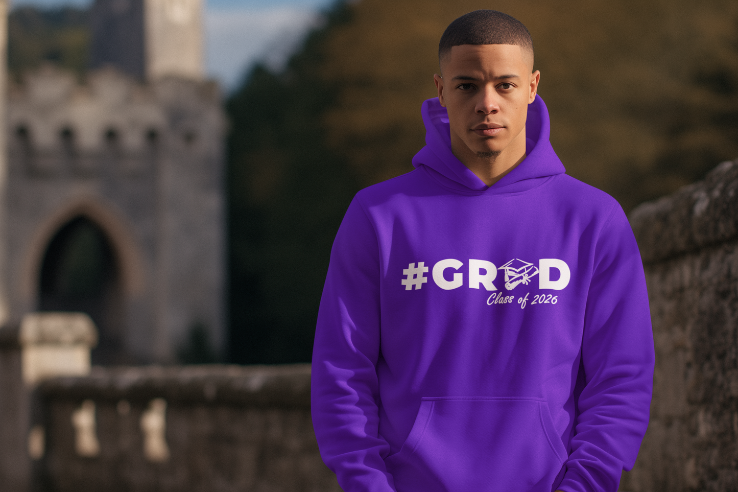 #GRAD Class of 2026 Graduation Hoodie – White Design