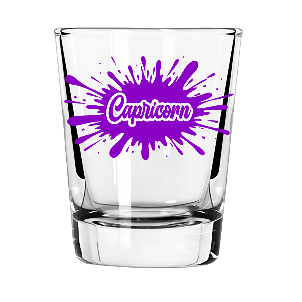 Capricorn Zodiac Shot Glass | Works Hard. Drinks Harder.