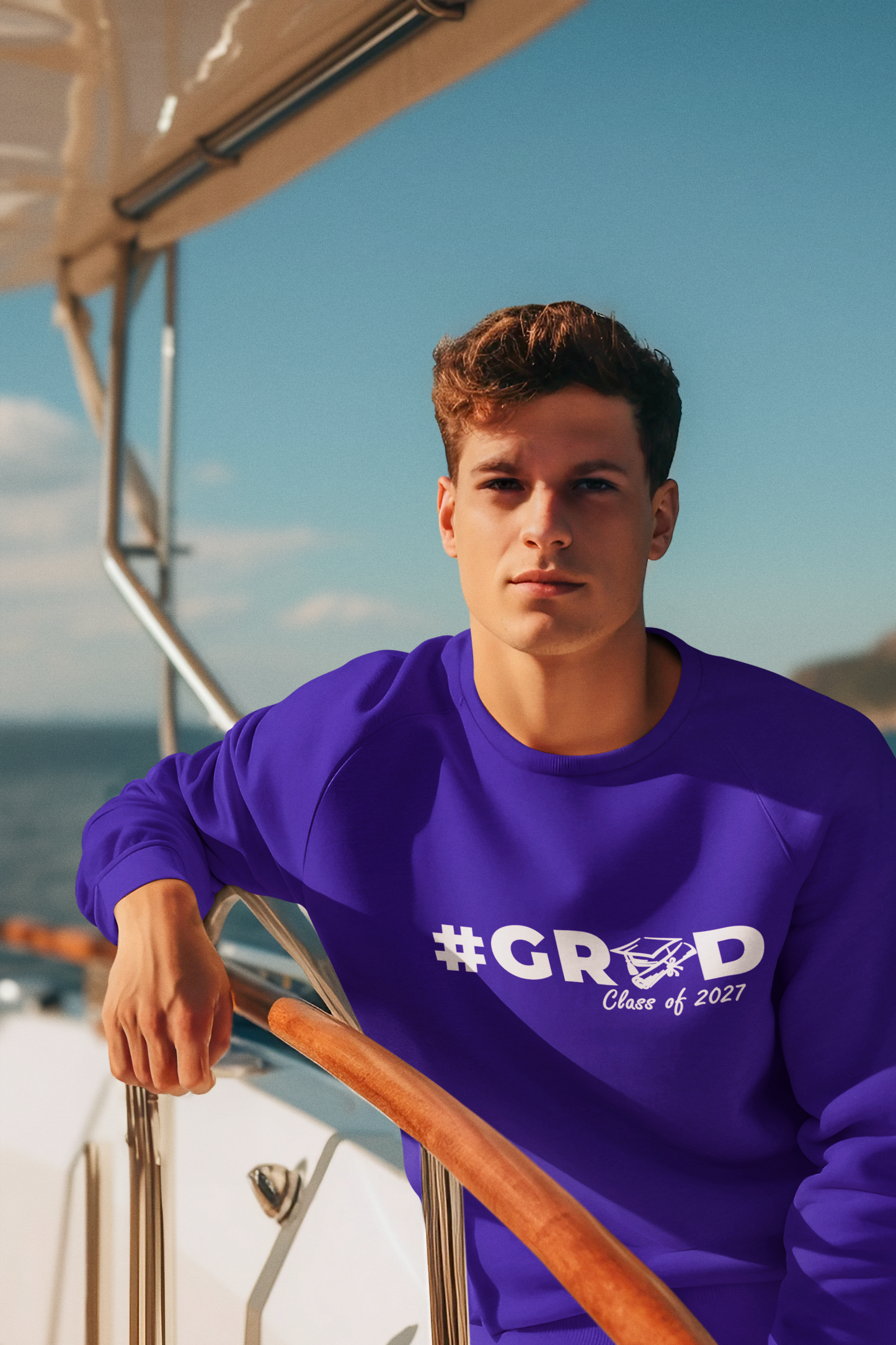 #GRAD Class of 2027 Graduation Sweatshirt– White Graphic