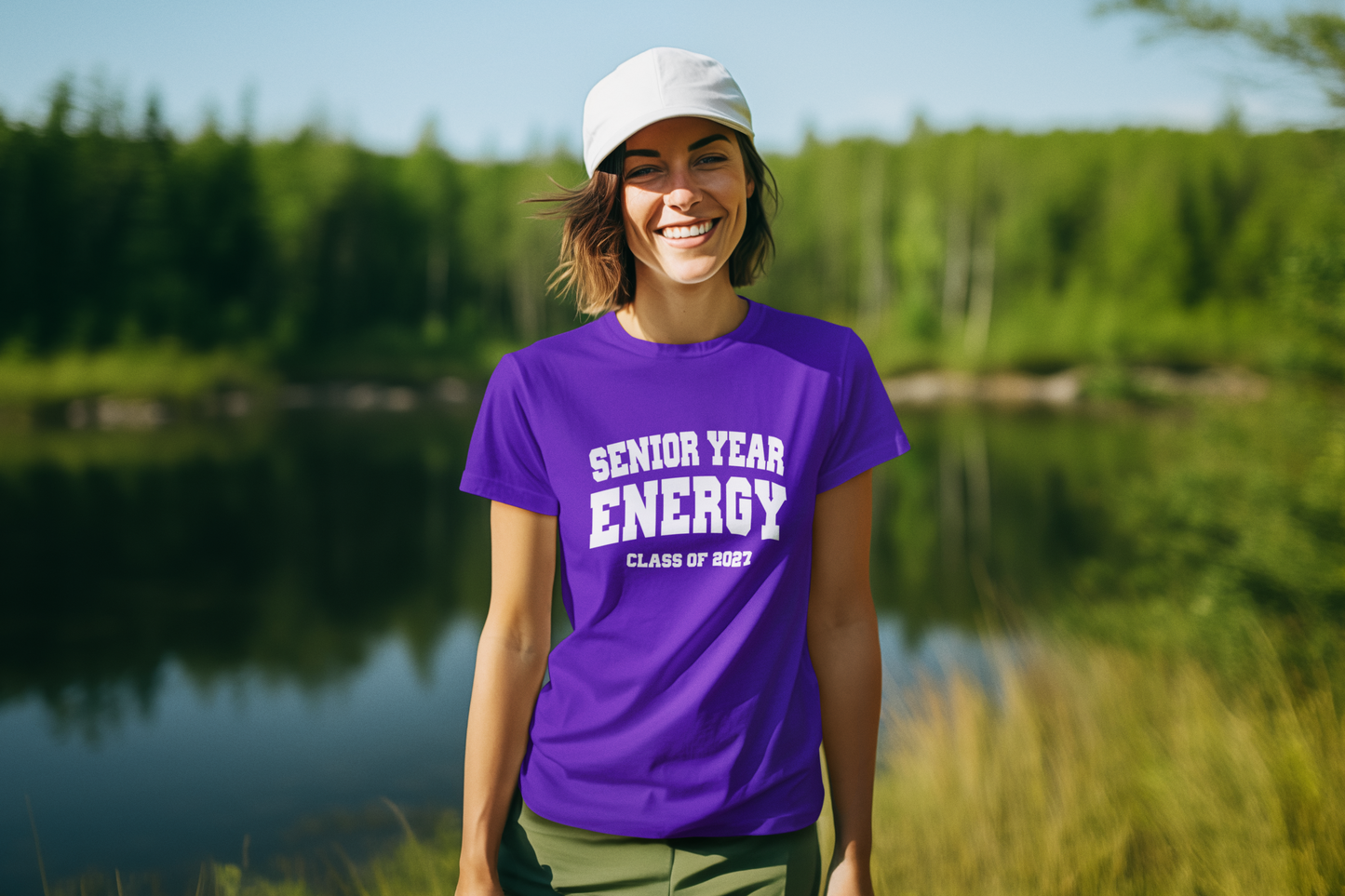Senior Year Energy Class of 2027 T-Shirt – White Graphic