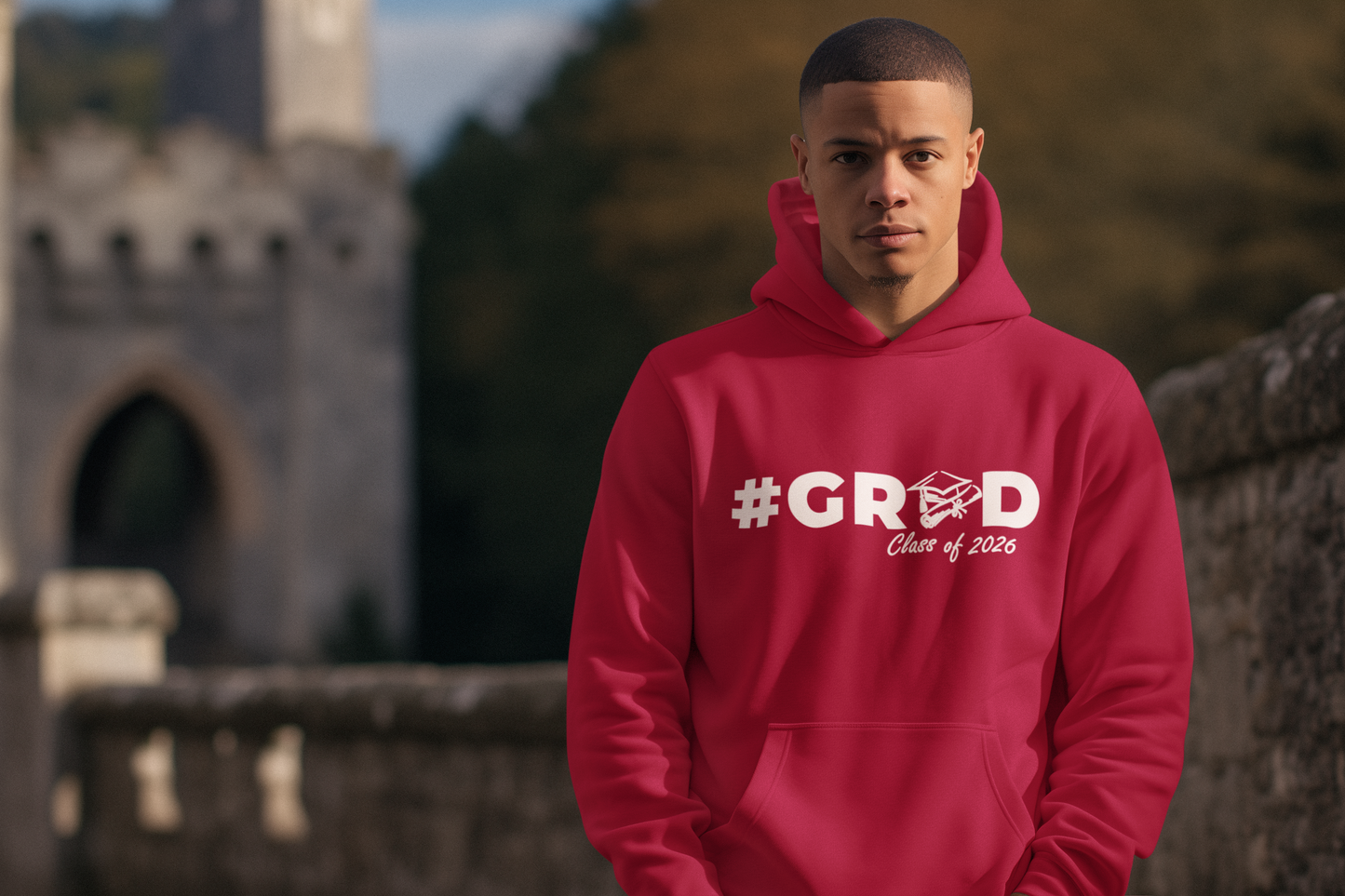 #GRAD Class of 2026 Graduation Hoodie – White Design