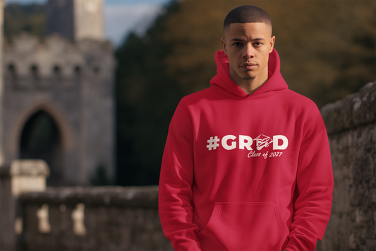 #GRAD Class of 2027 Graduation Hoodie – White Graphic