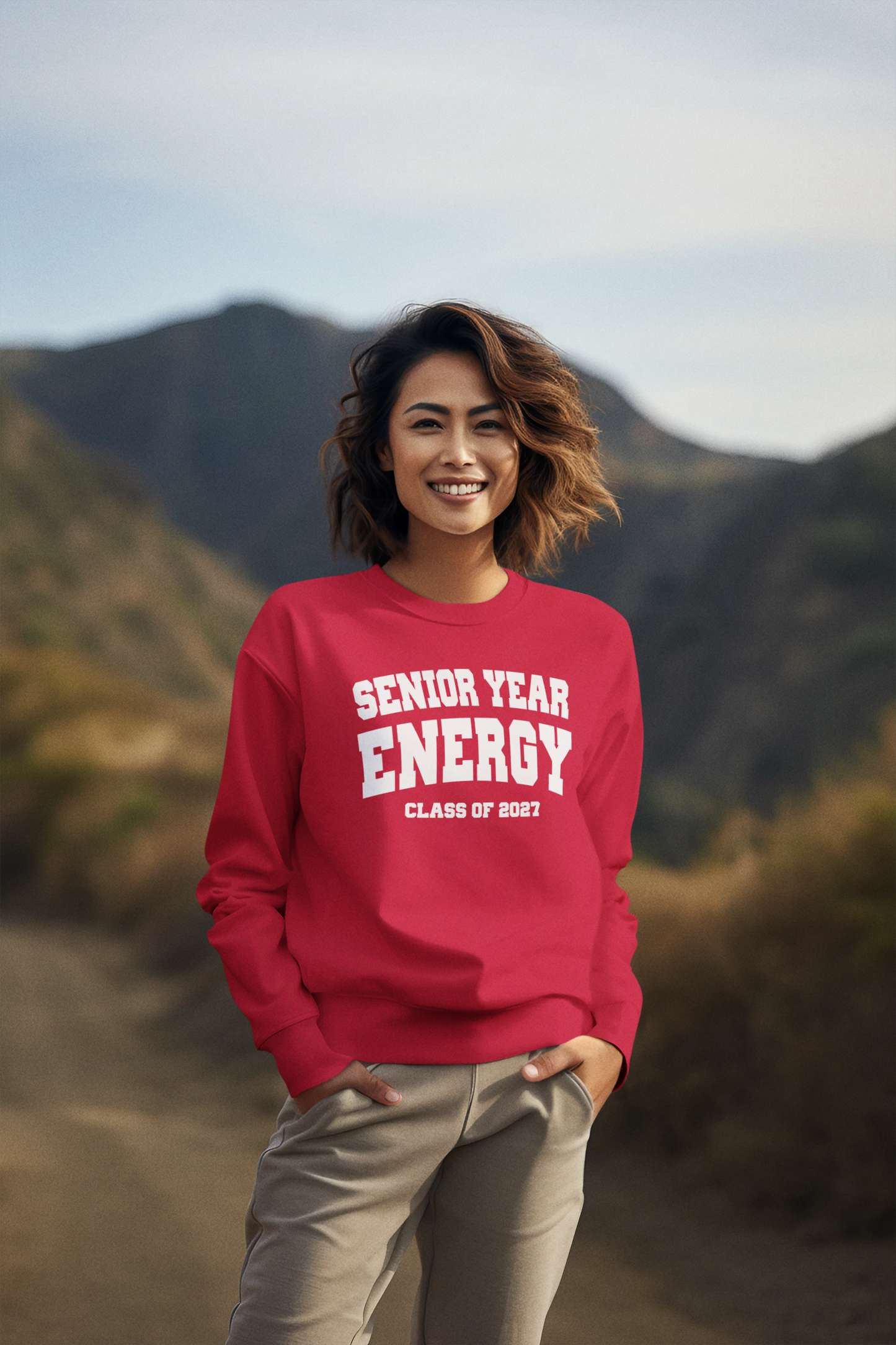 Senior Year Energy Class of 2027 Sweatshirt – White Graphic