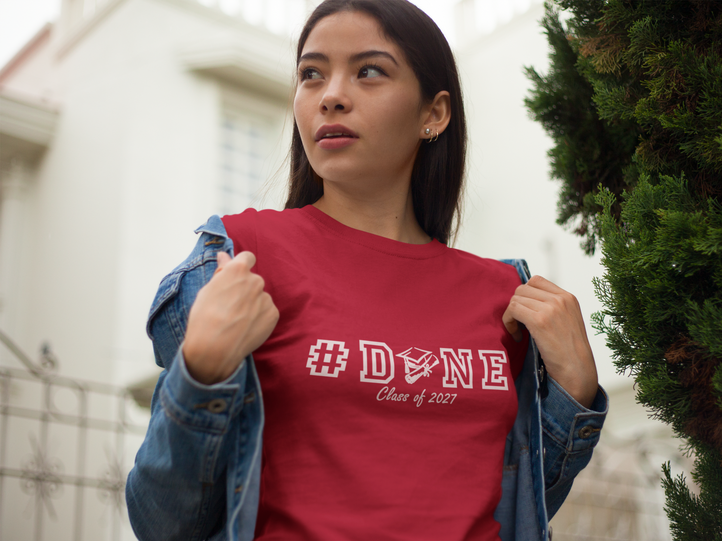 #DONE Class of 2027 Graduation T-Shirt – White Graphic