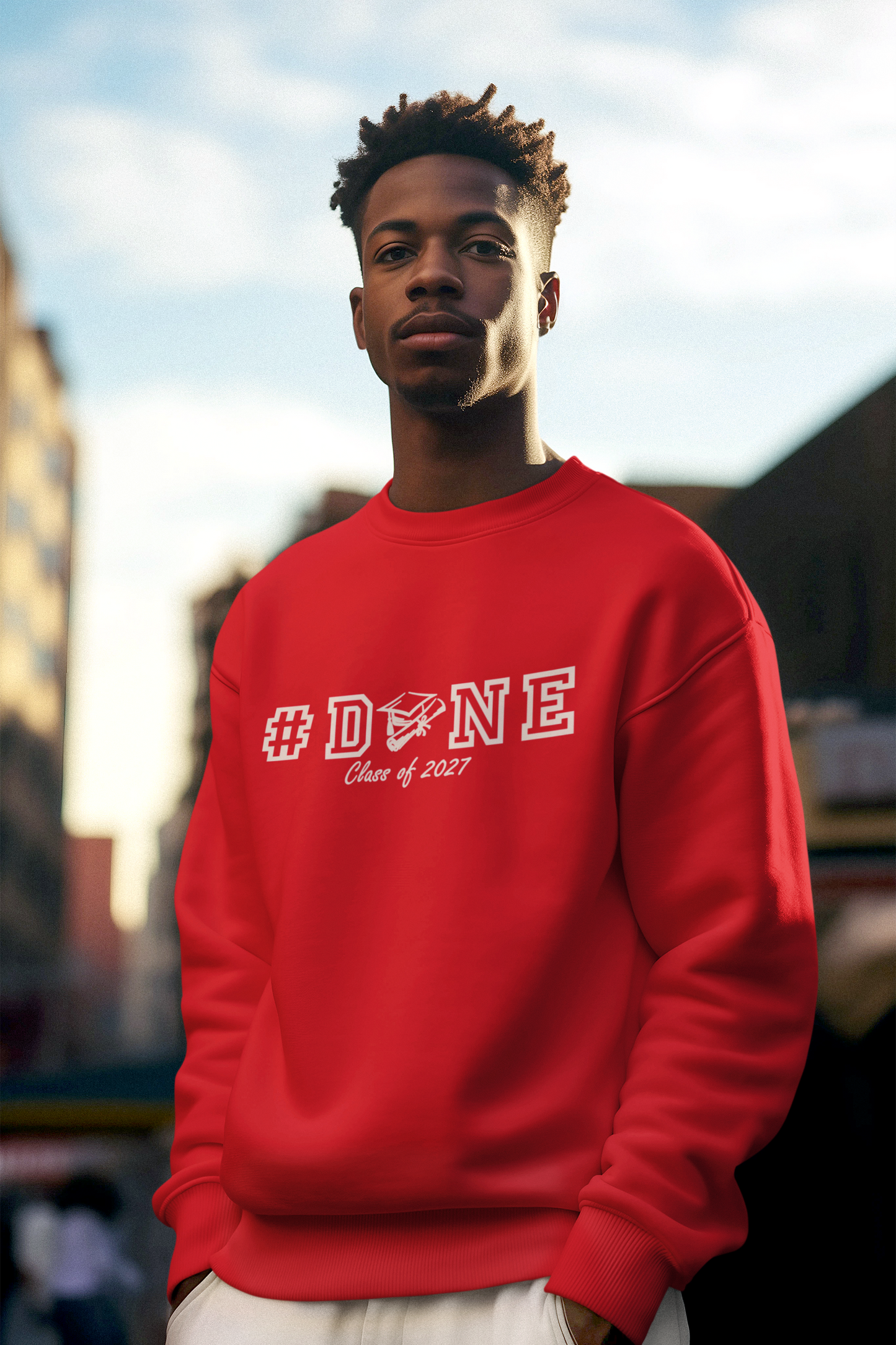 #DONE Class of 2027 Graduation Sweatshirt– White Graphic