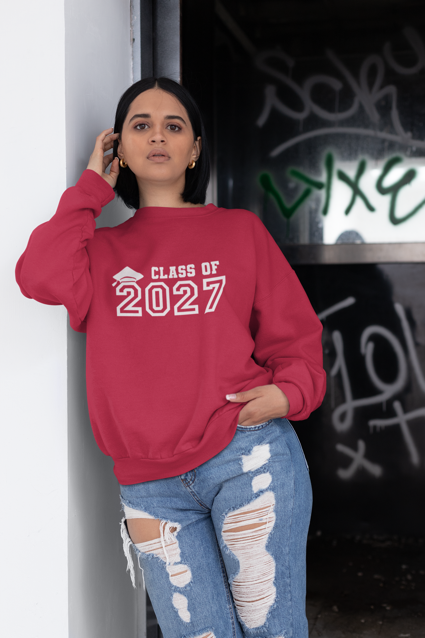 Class of 2027 Graduation Sweatshirt – White Graphic
