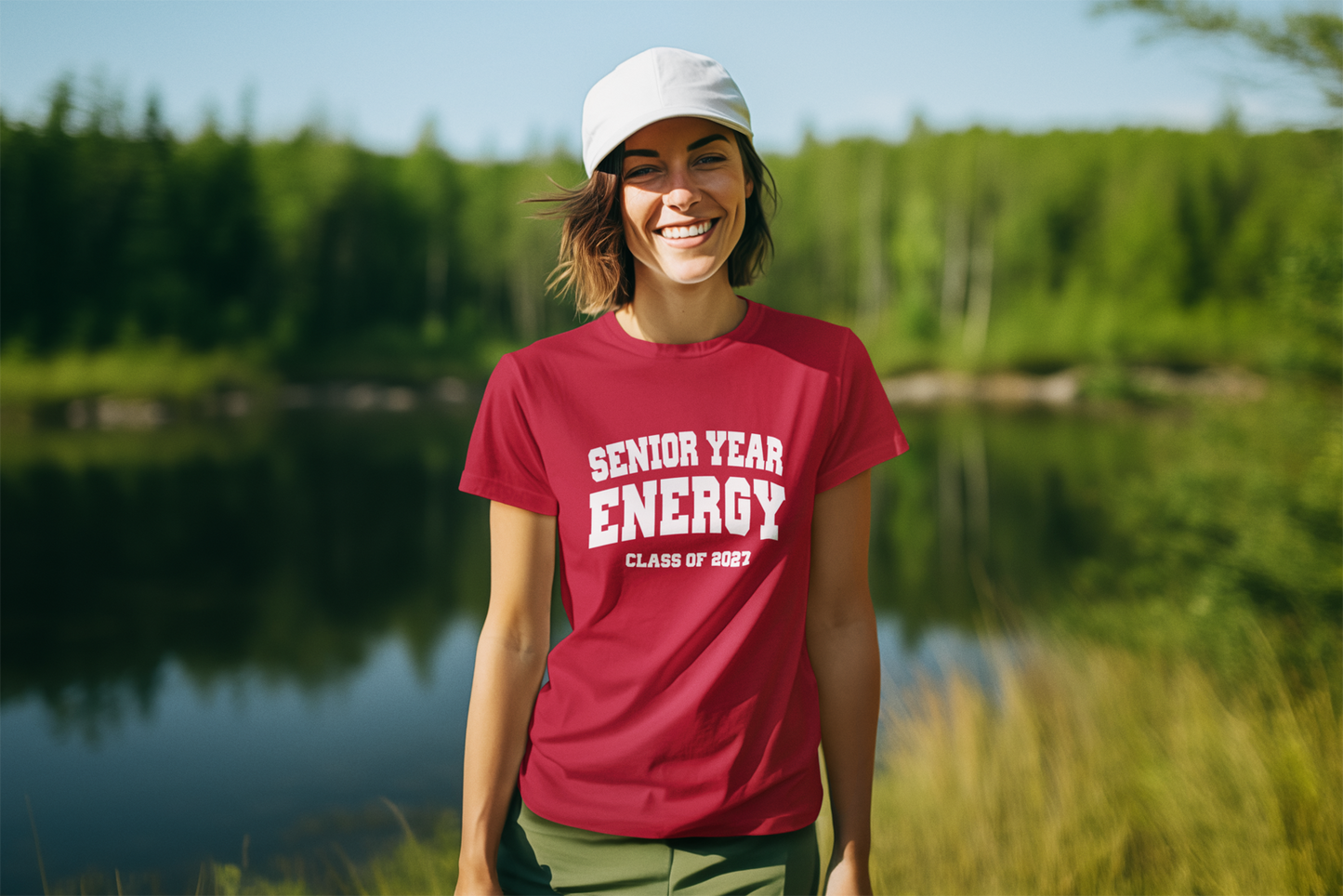 Senior Year Energy Class of 2027 T-Shirt – White Graphic
