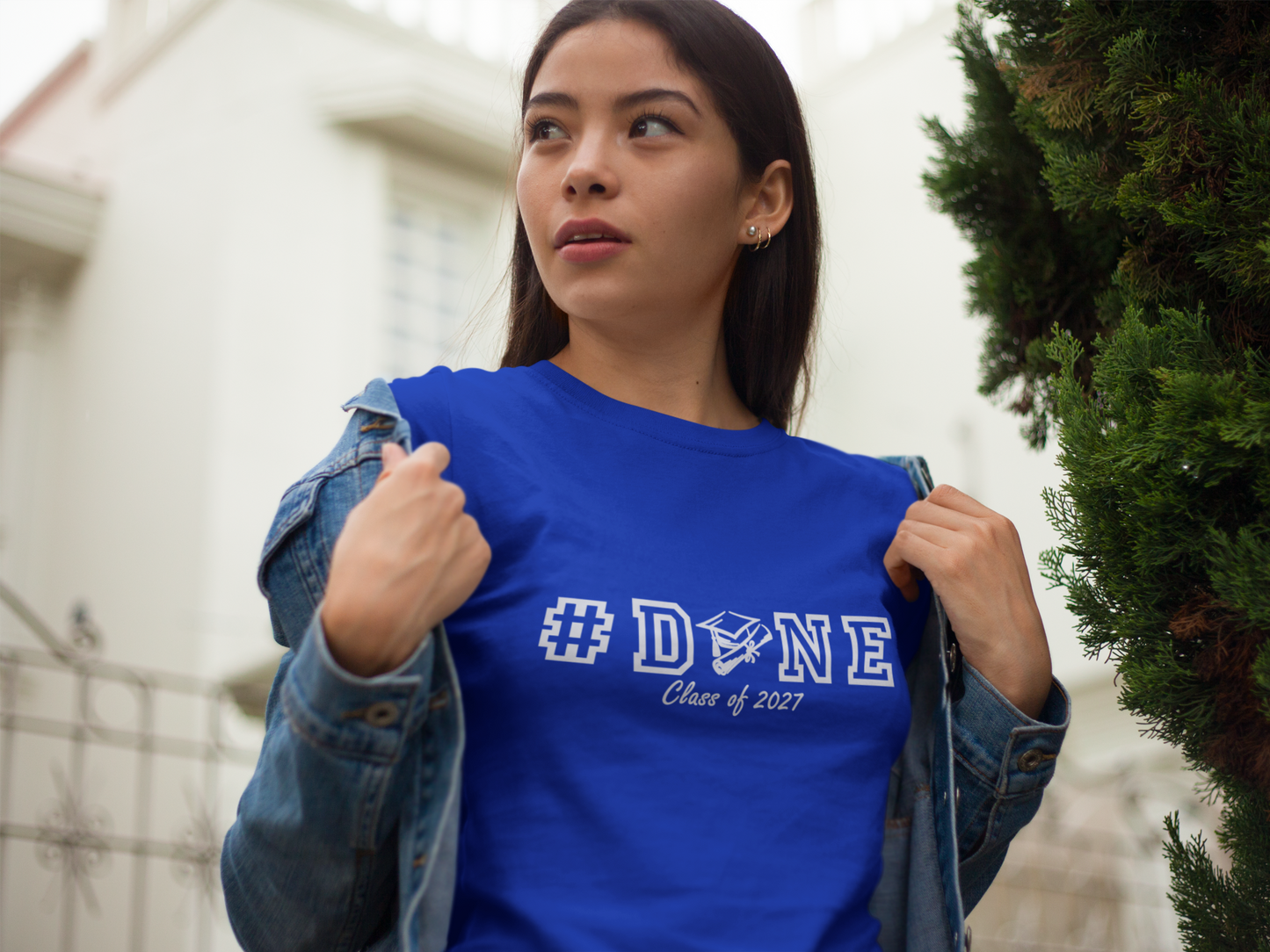#DONE Class of 2027 Graduation T-Shirt – White Graphic