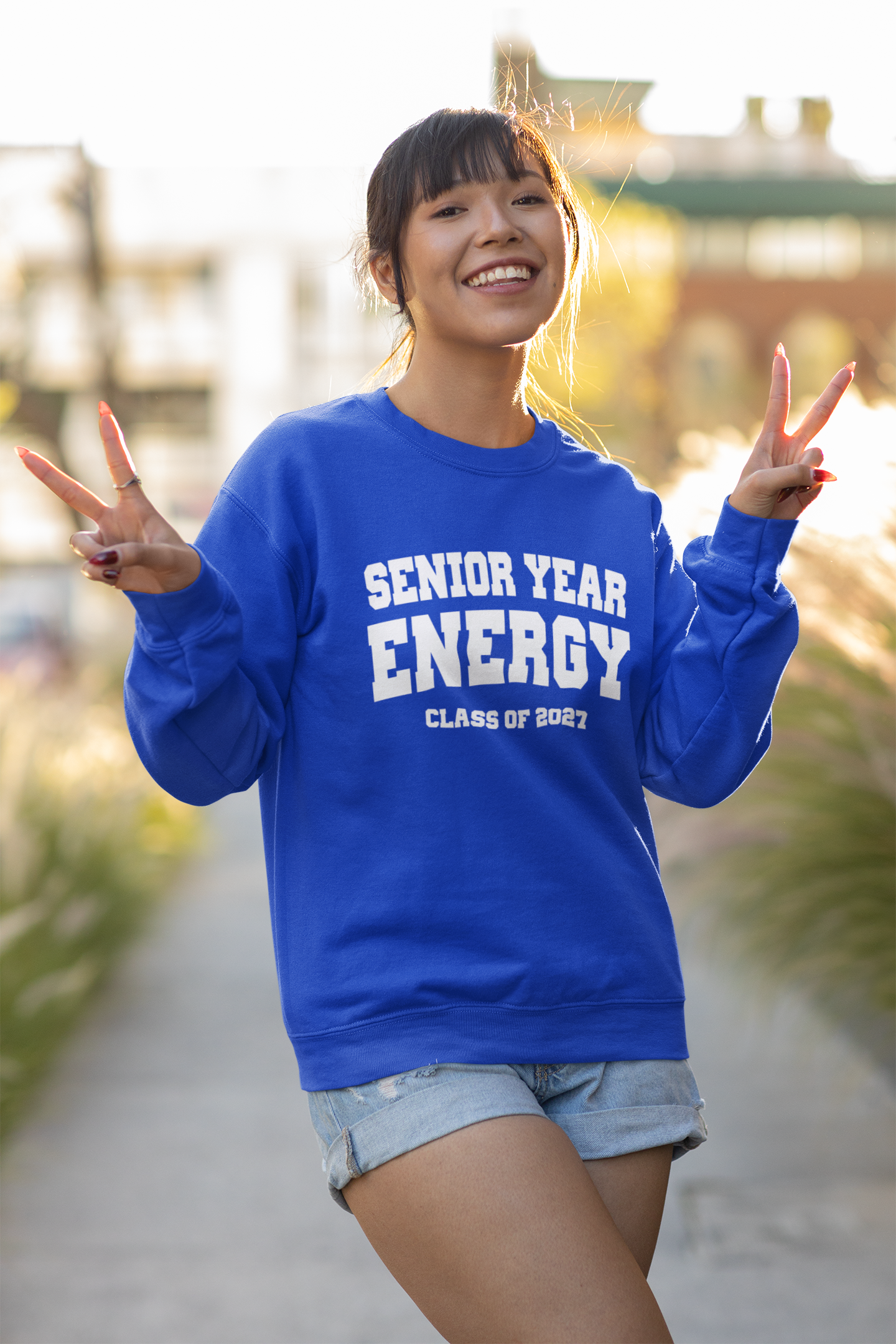 Senior Year Energy Class of 2027 Sweatshirt – White Graphic