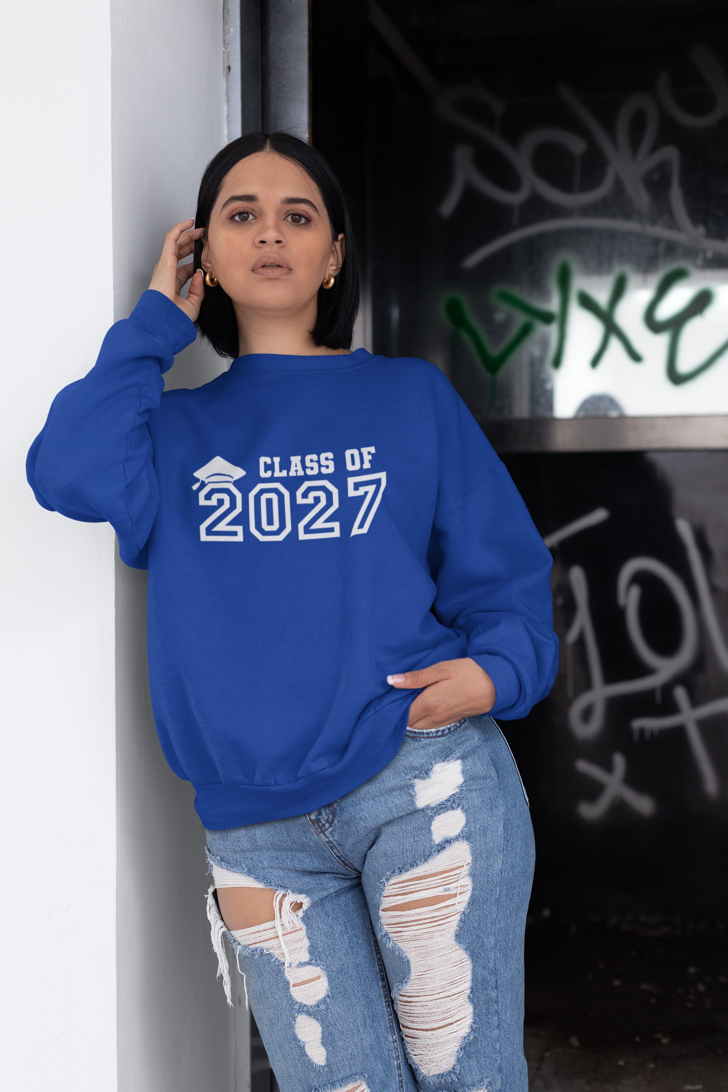 Class of 2027 Graduation Sweatshirt – White Graphic
