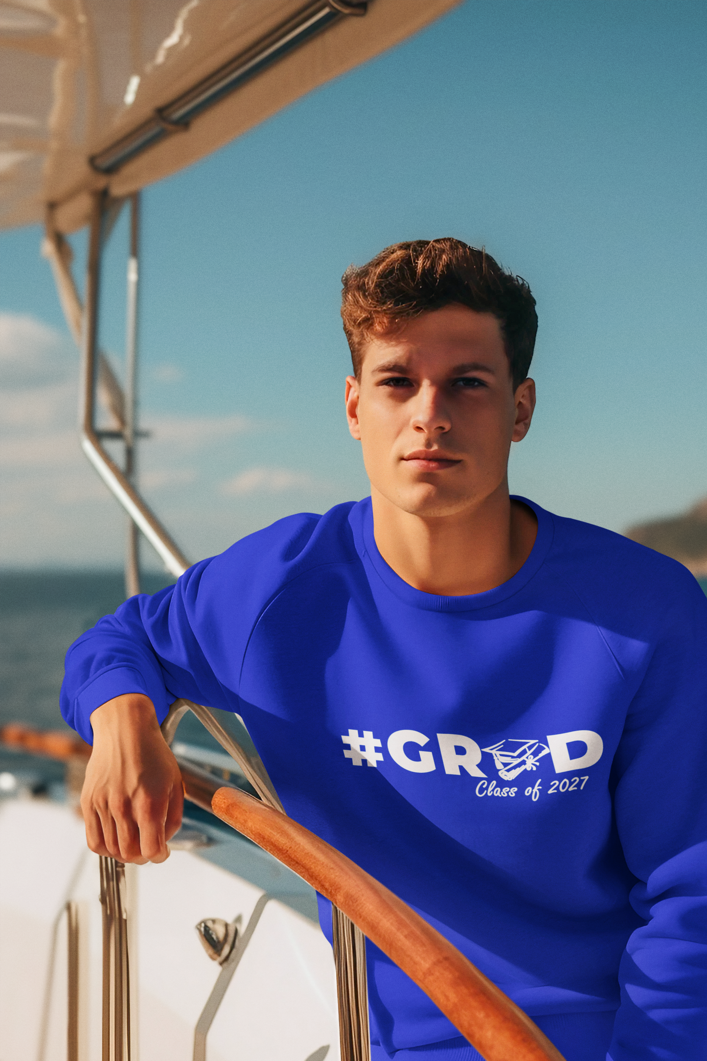 #GRAD Class of 2027 Graduation Sweatshirt– White Graphic