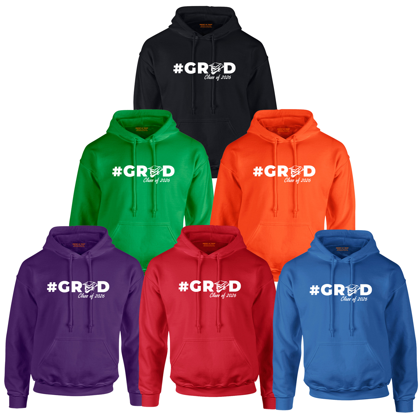 #GRAD Class of 2026 Graduation Hoodie – White Design