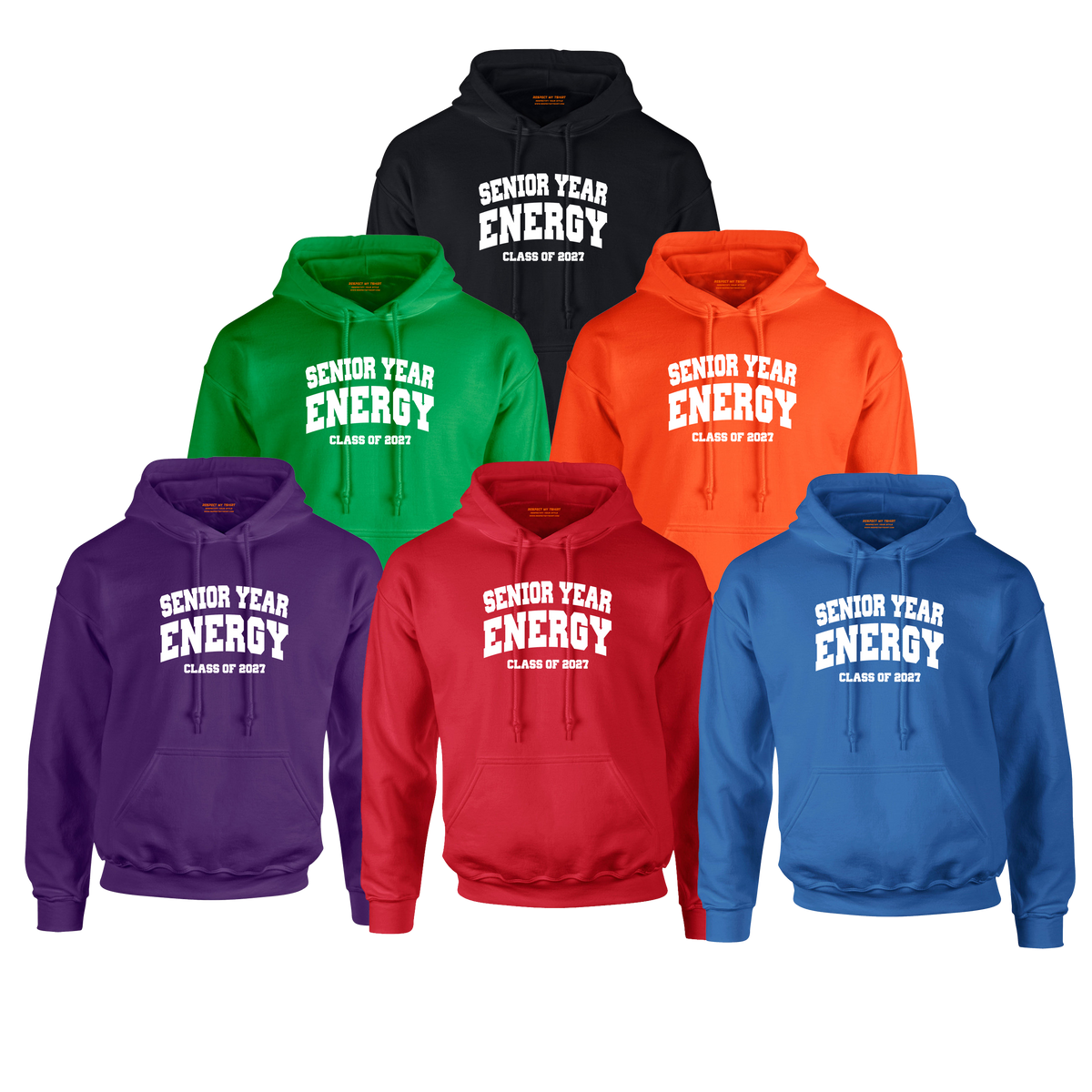 Senior Year Energy Class of 2027 Hoodie – White Graphic