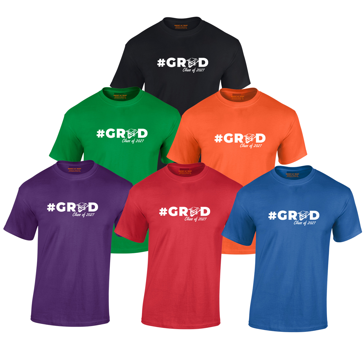 #GRAD Class of 2027 Graduation T-Shirt – White Graphic