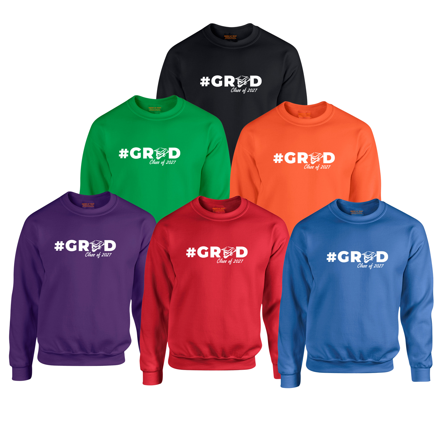 #GRAD Class of 2027 Graduation Sweatshirt– White Graphic