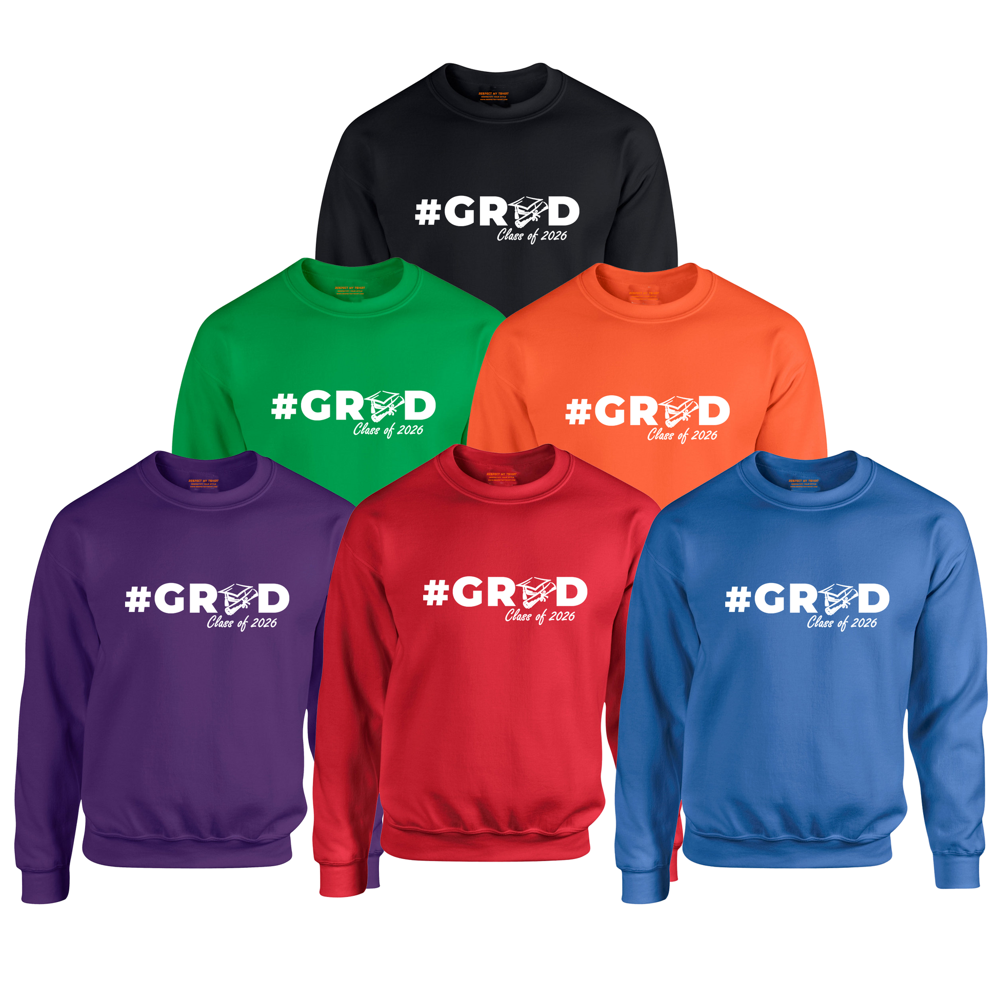 #GRAD: Class of 2026 Graduation Sweatshirt, White Design image 6