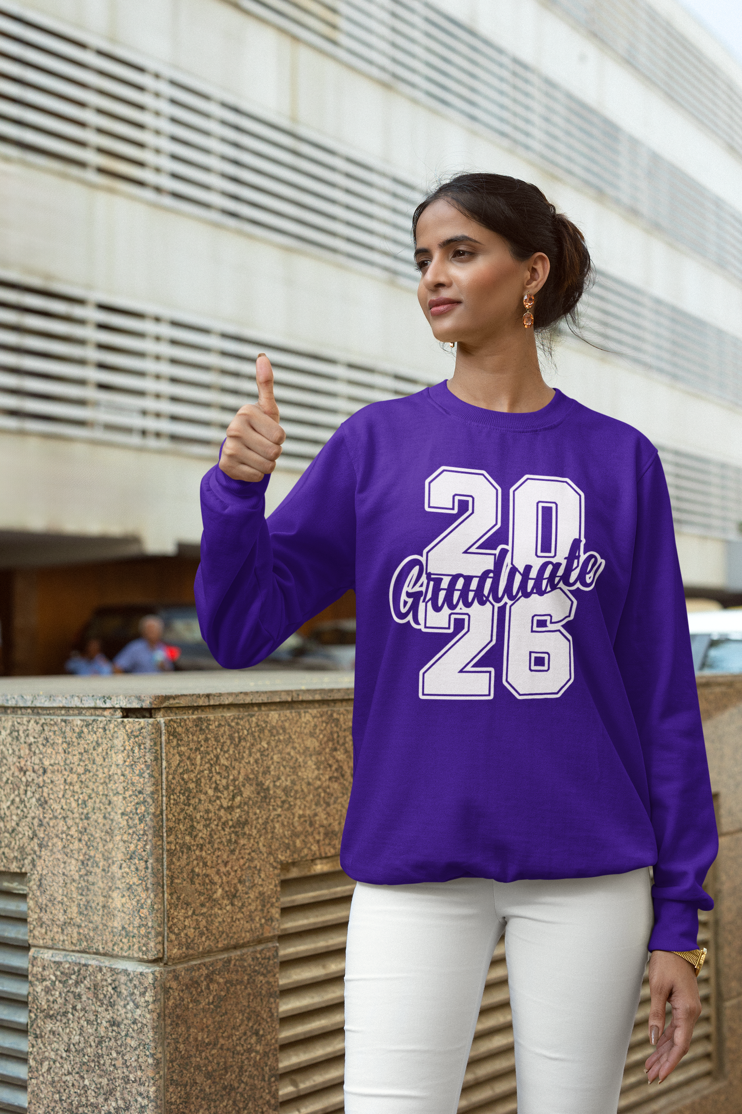 20Graduate26 Graduation Sweatshirt, White Design image 1