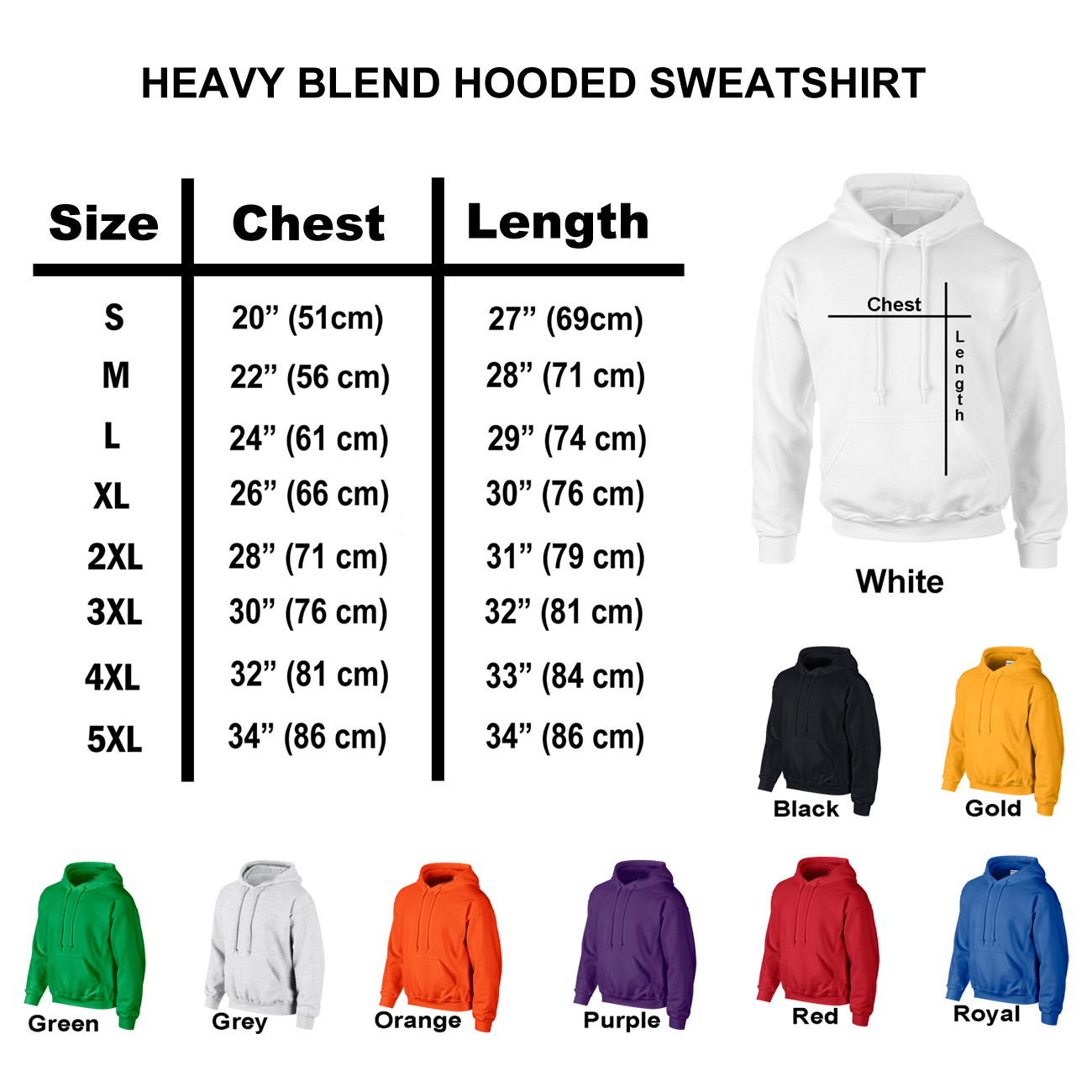 Gildan size chart from Respect My Tshirt